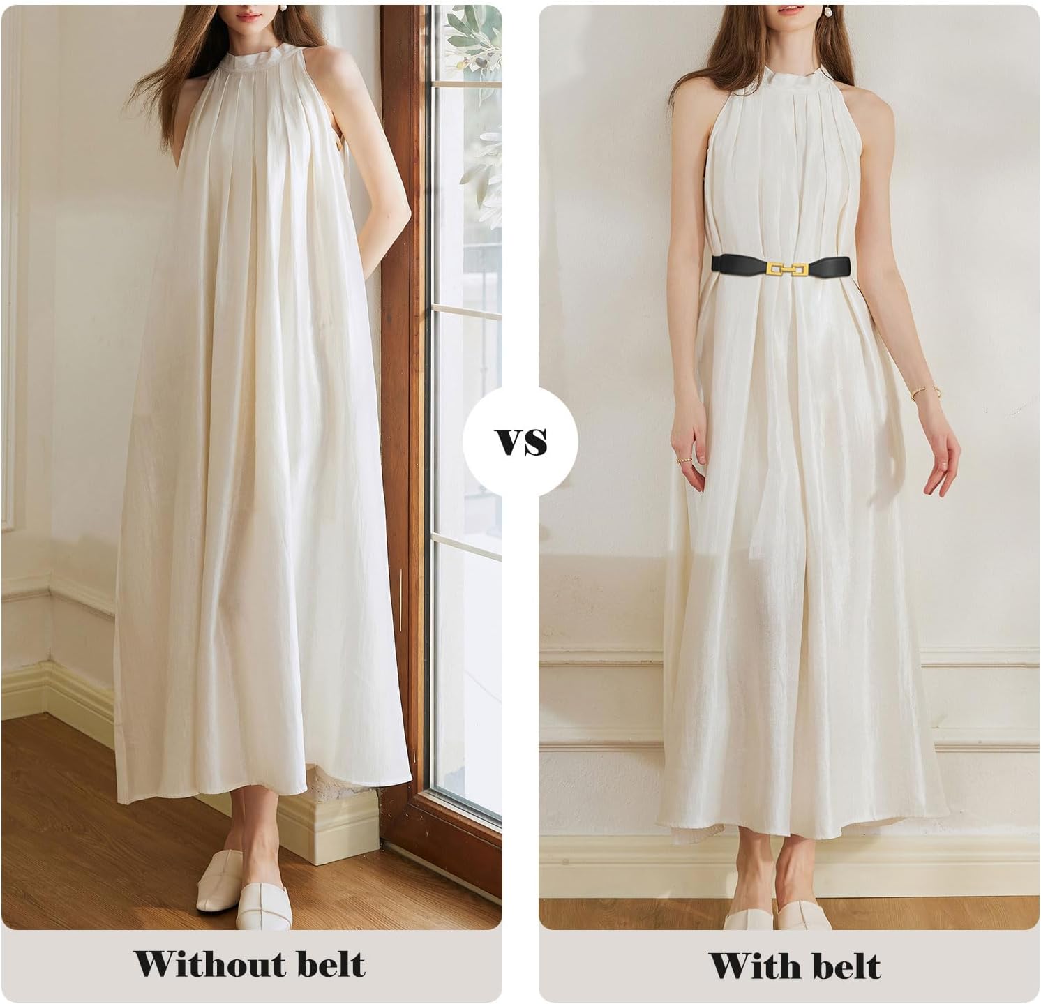 3 Pack Women Skinny Elastic Belts for Dress Waist Belt for Pants Stretch Thin Belt - Image 2