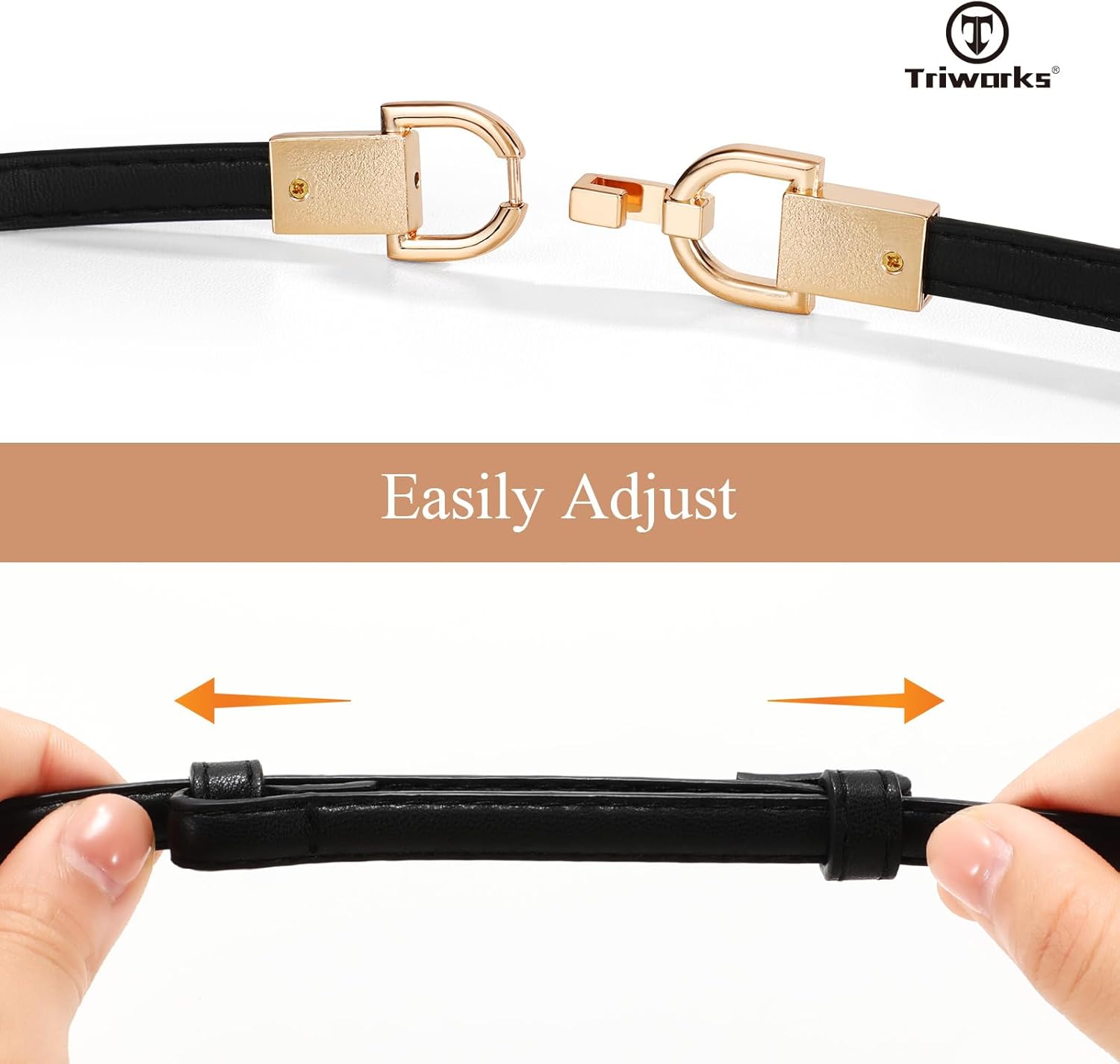 2 Pack Skinny Leather Belts for Women Thin Waist Belts with Adjtable Gold Buckle for Dresses, Coats and Jeans - Image 4