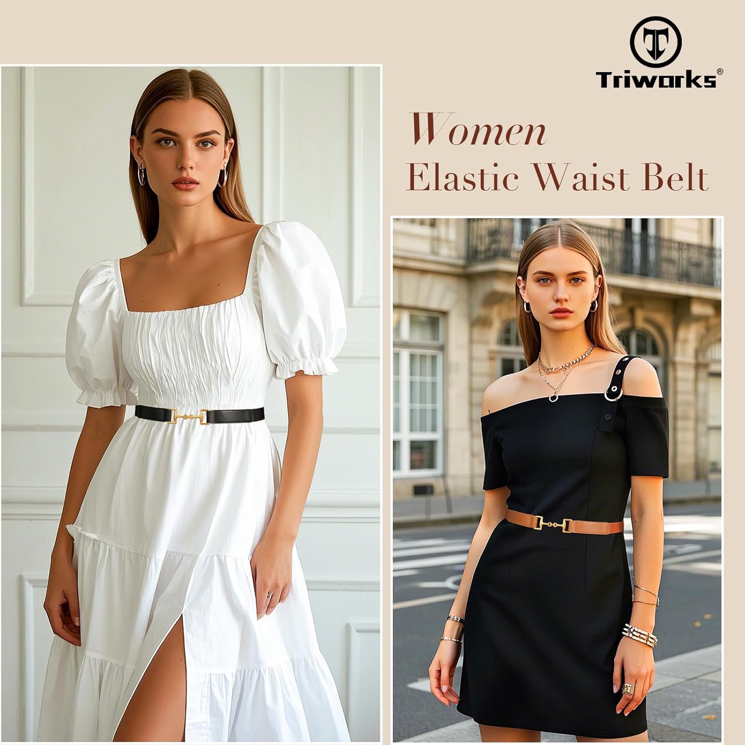 Belts for Women Adjtable Skinny Elastic Belt for Dresses - Image 2