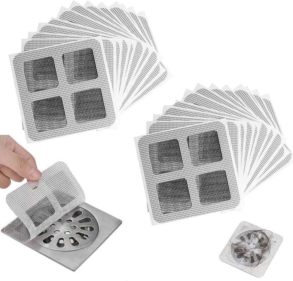 Disposable Hair Drain Stickers, 2024 New Disposable Shower Drain Cover Hair Catcher Bathroom Shower Drain Stickers, Shower Drain Mesh Stickers Floor Drain Sticker for Kitchen Bathroom Tub (10) - Image 1