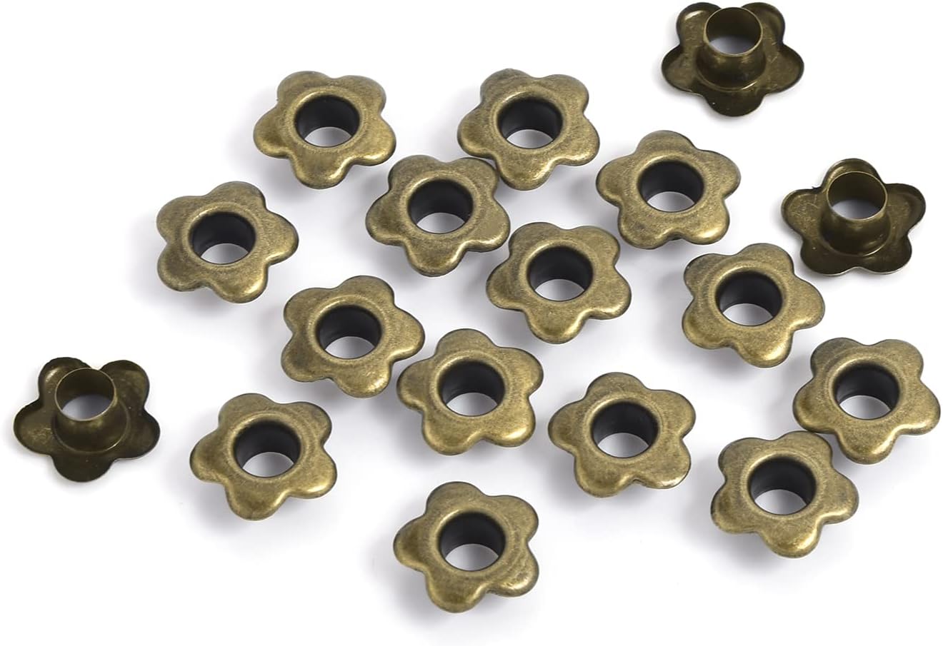 CooBigo Flower Eyelet Grommets, 5mm Metal Eyelets for Fabric Clothing, Shoe Eyelets, Belt, Bags, Bookmarks - Image 1
