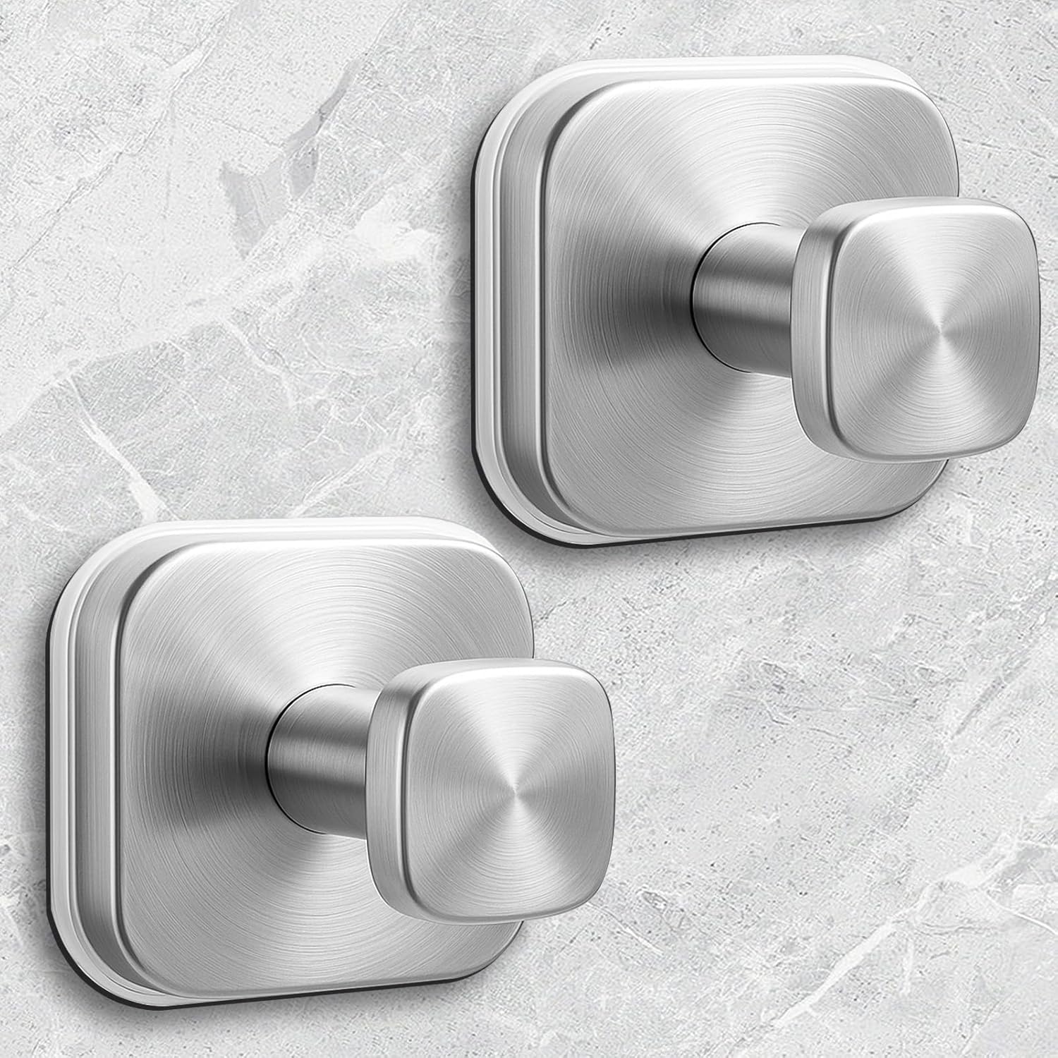 Shower Hooks for Inside Shower,Reable Suction Cup Hooks for Glass Window,Mirror,Removable Towel Hooks for Bathroom,2 Pack(Silver) - Image 1