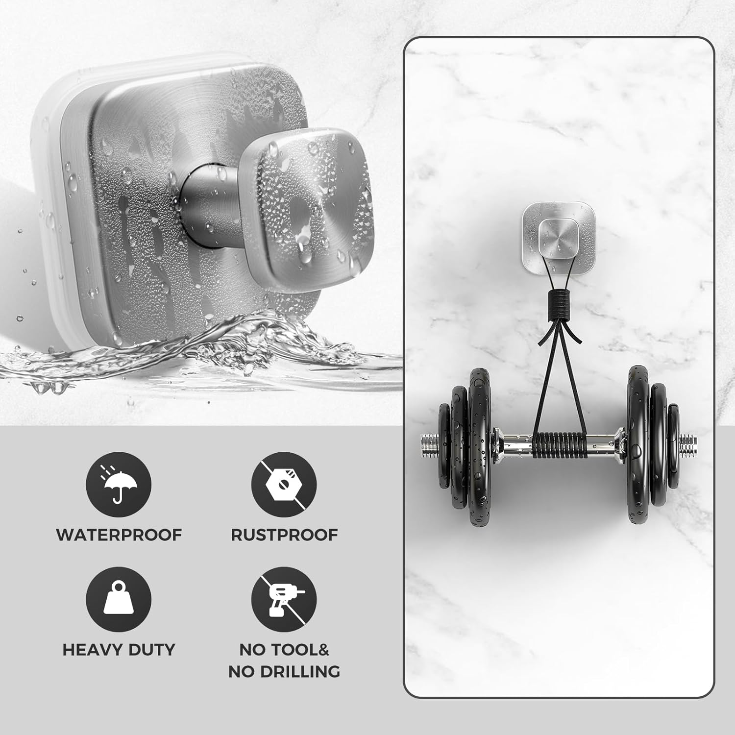 Shower Hooks for Inside Shower,Reable Suction Cup Hooks for Glass Window,Mirror,Removable Towel Hooks for Bathroom,2 Pack(Silver) - Image 4