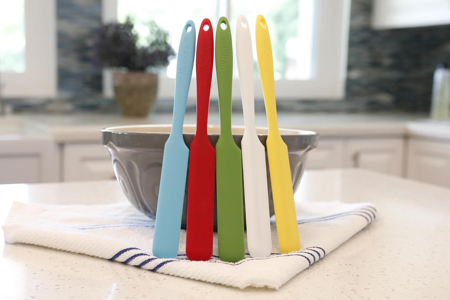 Small Silicone Spatula - 9.5 Inch Non Stick Spatula - Heat Resistant Jar Scraper - BPA Free & Dishwasher Safe - Gray - Image 3