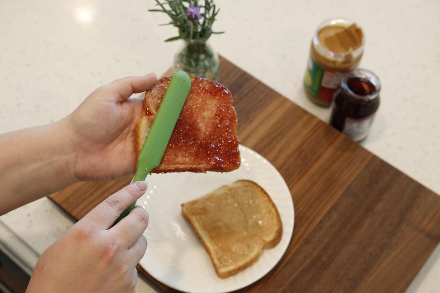 Small Silicone Spatula - 9.5 Inch Non Stick Spatula - Heat Resistant Jar Scraper - BPA Free & Dishwasher Safe - Gray - Image 6