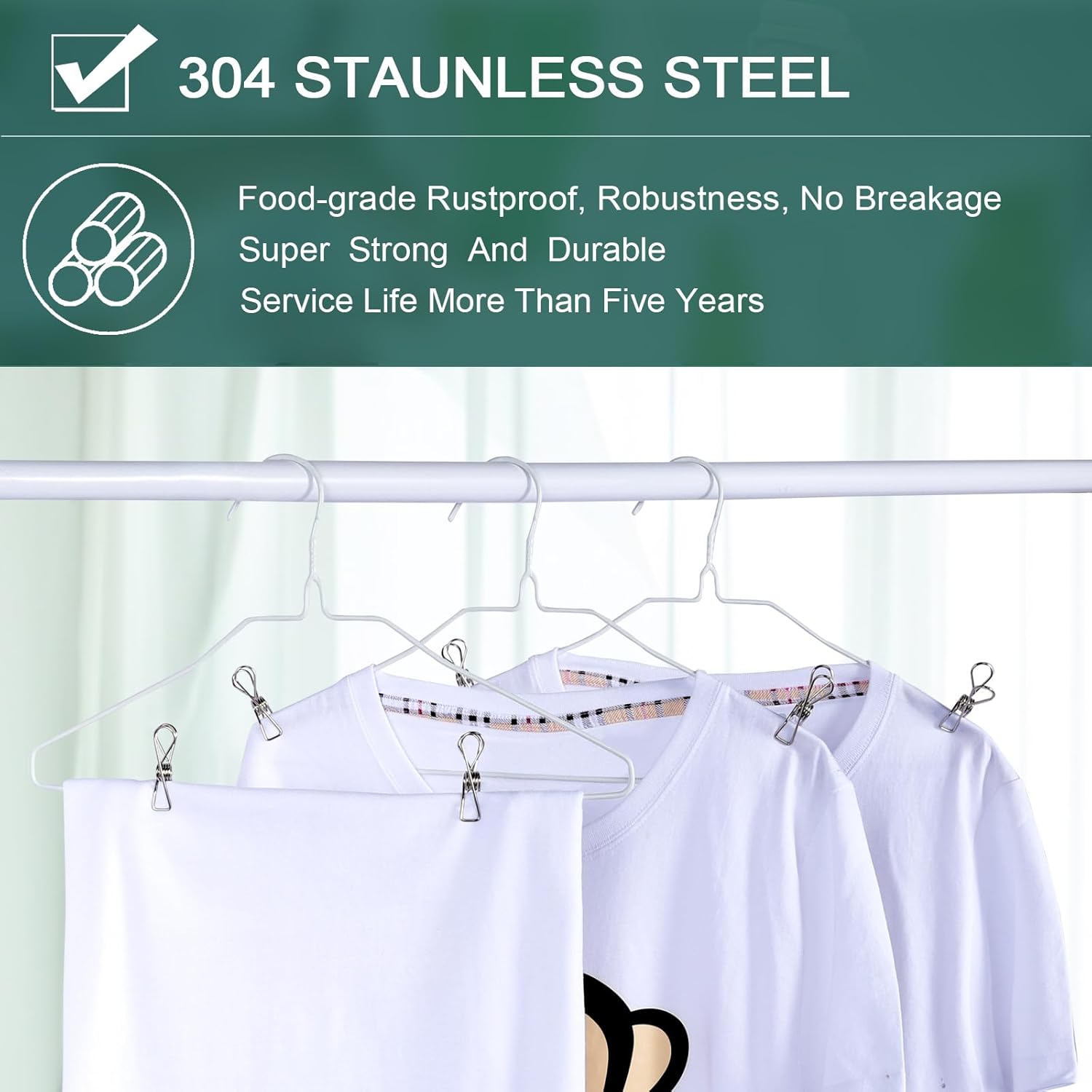 (50PCS) Stainless Steel Laundry Clothes Pins Heavy Duty Outdoor, Clothespins for Hanging Clothes, Metal Clips, Metal Snack Bag Chip Clips for Food Packages, Mini Clothes pins - Image 4