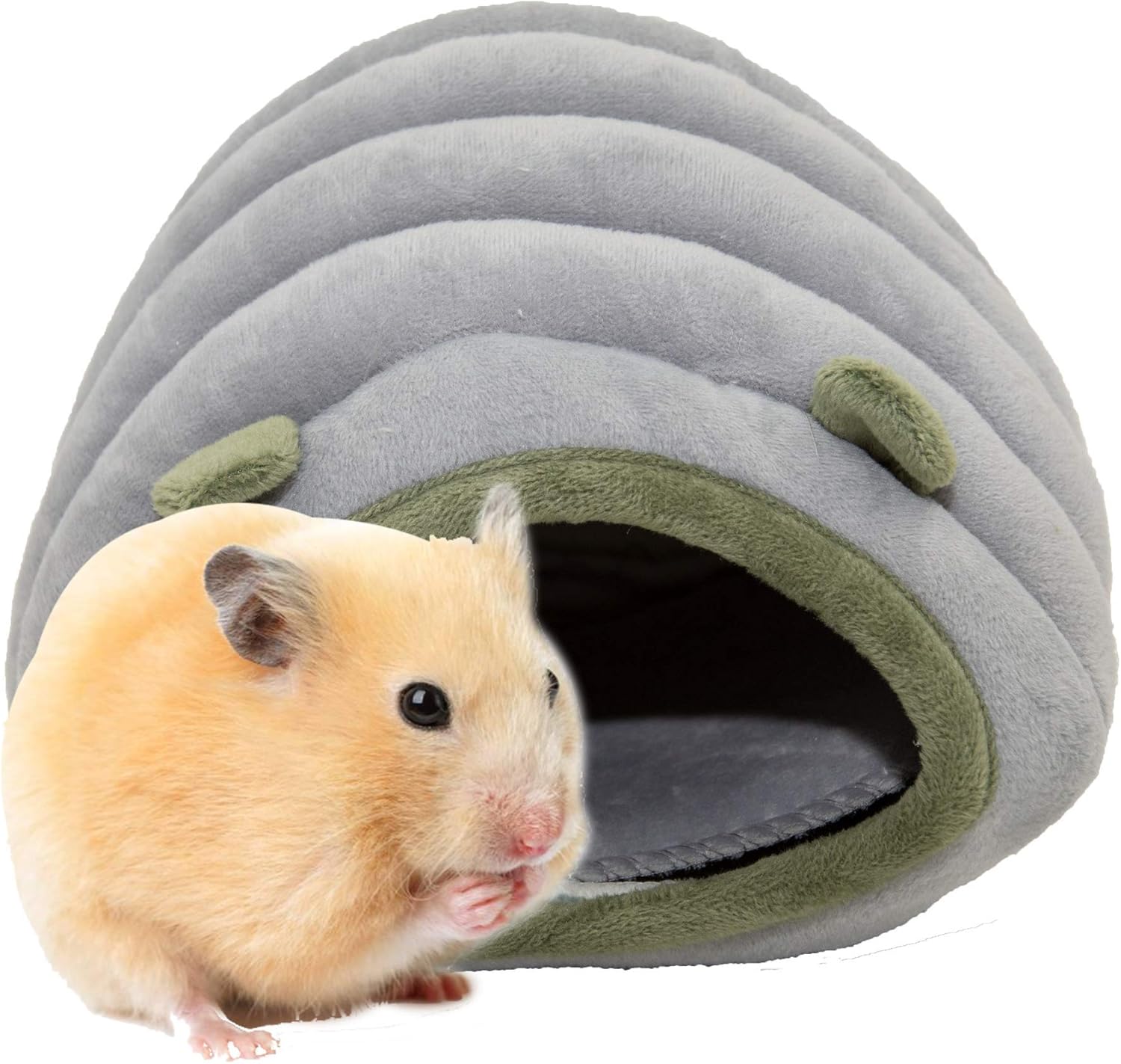 Guinea Pig Hideout Bed Rabbit Hoe Cave Accessories Cozy Hide-Out for Bunny Hedgehog Ferret Chinchilla&Other Small Animals (Grey, Caterpillar) - Image 1