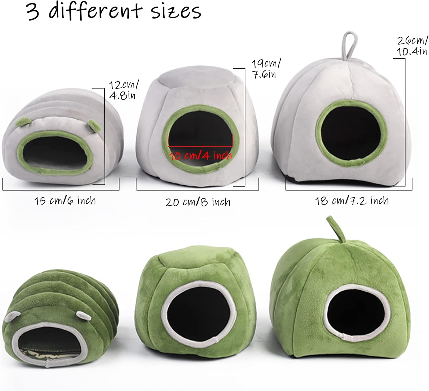 Guinea Pig Hideout Bed Rabbit Hoe Cave Accessories Cozy Hide-Out for Bunny Hedgehog Ferret Chinchilla&Other Small Animals (Grey, Caterpillar) - Image 4