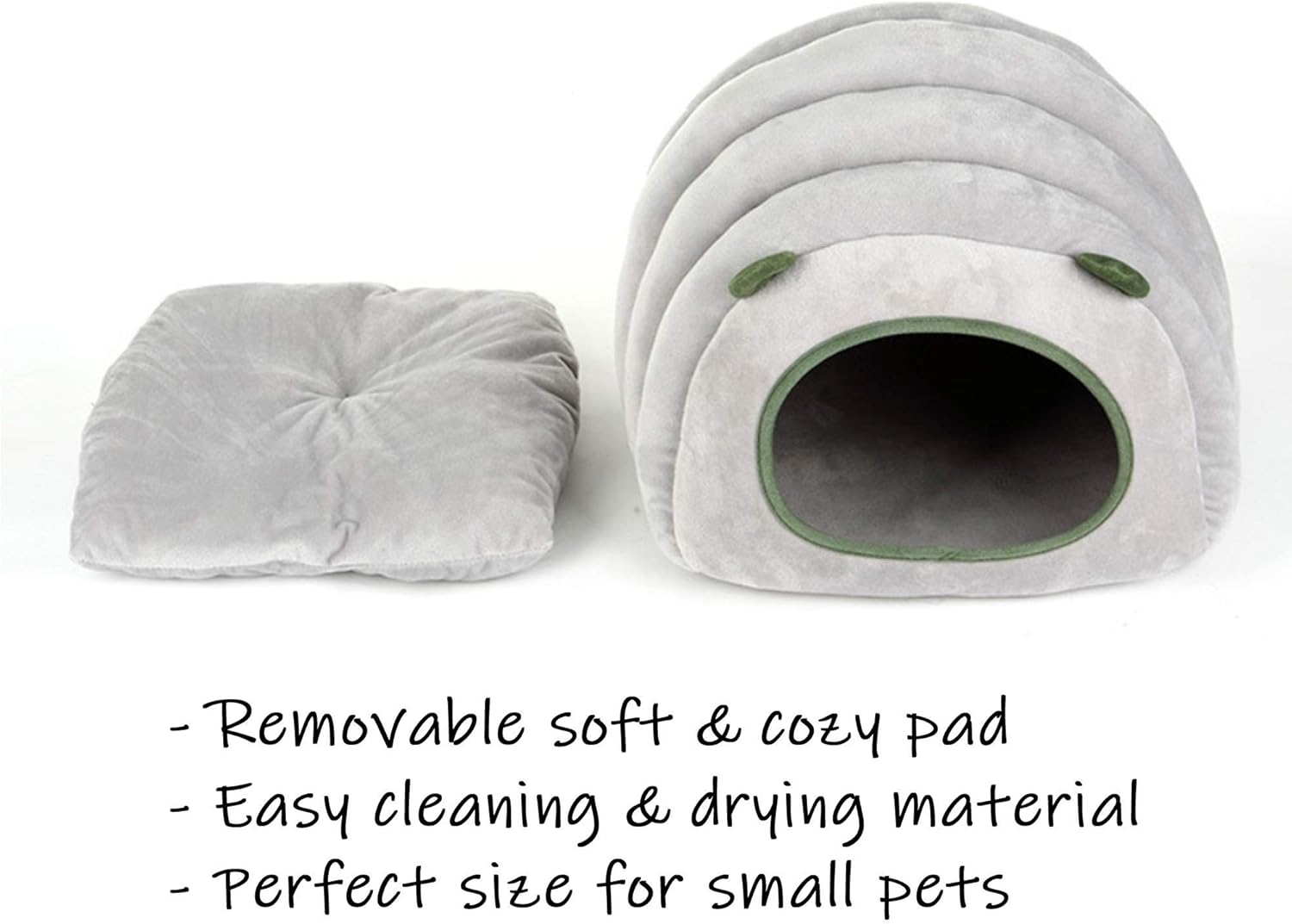 Guinea Pig Hideout Bed Rabbit Hoe Cave Accessories Cozy Hide-Out for Bunny Hedgehog Ferret Chinchilla&Other Small Animals (Grey, Caterpillar) - Image 5