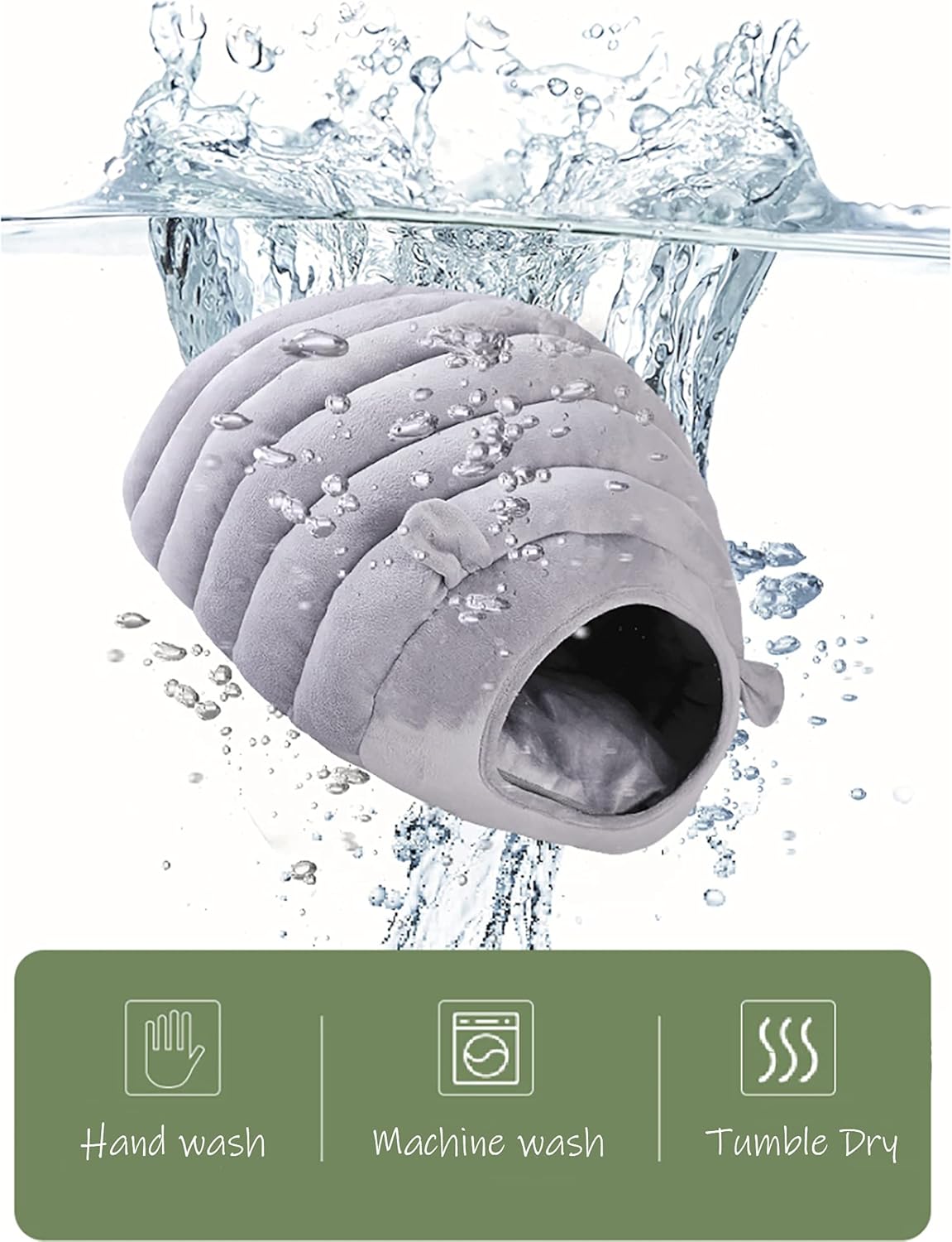 Guinea Pig Hideout Bed Rabbit Hoe Cave Accessories Cozy Hide-Out for Bunny Hedgehog Ferret Chinchilla&Other Small Animals (Grey, Caterpillar) - Image 7