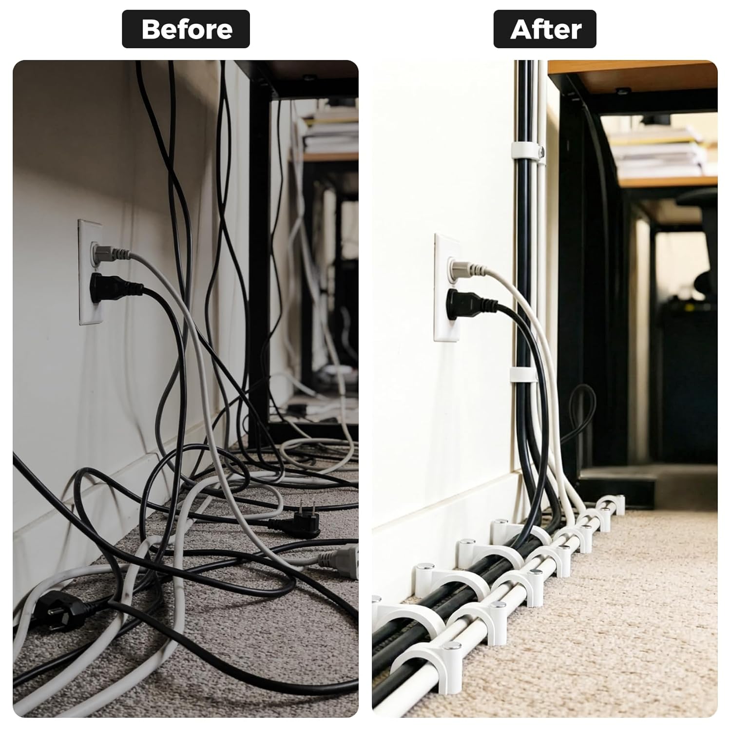 200 Pcs Cable Clips Nail in, Cord Clips Ethernet Cables Wire Wall Clips Cable Straps Cables Tacks Cable Nails Coax Cable Clips Cable Management for Speaker 7mm Cat6 - White - Image 6