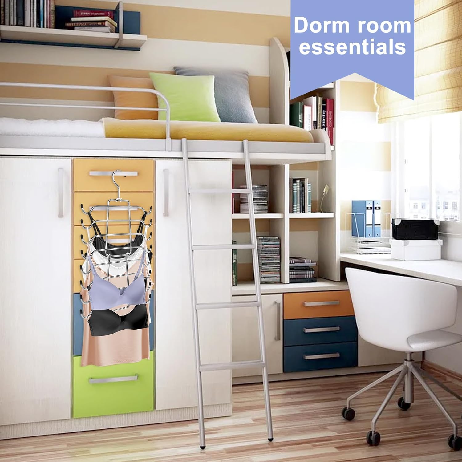 2Pcs Tank Top Hangers Space Saving Hanger Organizer Bra Hangers for Closet Organizer 360° Rotating Metal Closet Organizers and Storage Lingerie Hangers for Cami Bras Belts Swimsuits Lingeries Silver - Image 7