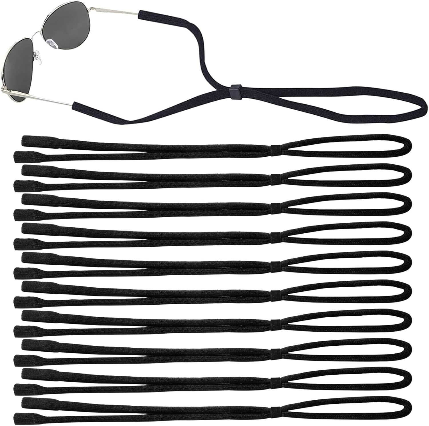 10 Pack Glasses Strap Adjtable Eyeglass Holder Around Neck Universal Glasses Lanyard Eye Glasses String Sunglasses Strap Cord Eyewear Retainer for Men Women Sports Reading (11.8 -23.6in,Balck) - Image 1