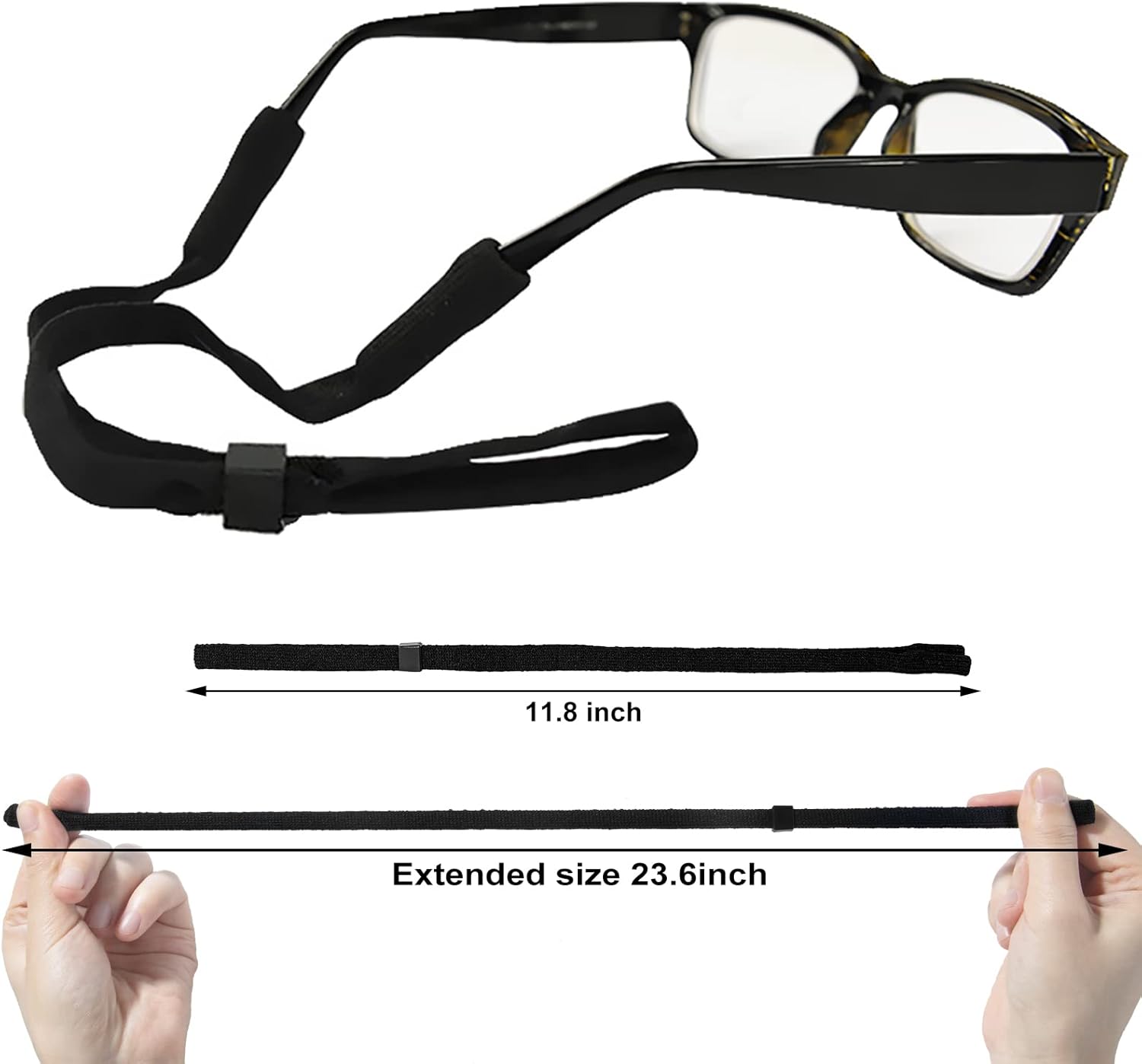 10 Pack Glasses Strap Adjtable Eyeglass Holder Around Neck Universal Glasses Lanyard Eye Glasses String Sunglasses Strap Cord Eyewear Retainer for Men Women Sports Reading (11.8 -23.6in,Balck) - Image 2