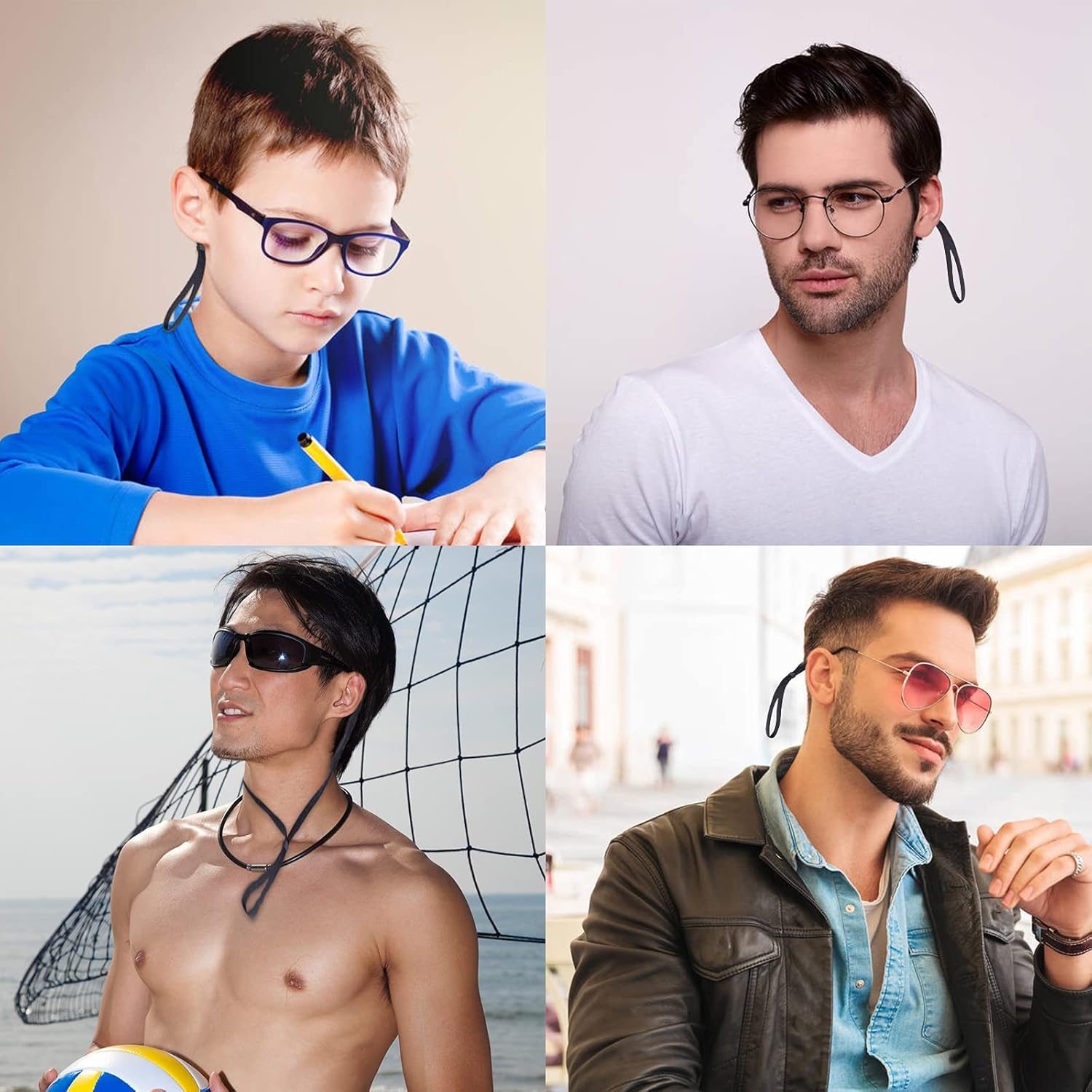 10 Pack Glasses Strap Adjtable Eyeglass Holder Around Neck Universal Glasses Lanyard Eye Glasses String Sunglasses Strap Cord Eyewear Retainer for Men Women Sports Reading (11.8 -23.6in,Balck) - Image 6