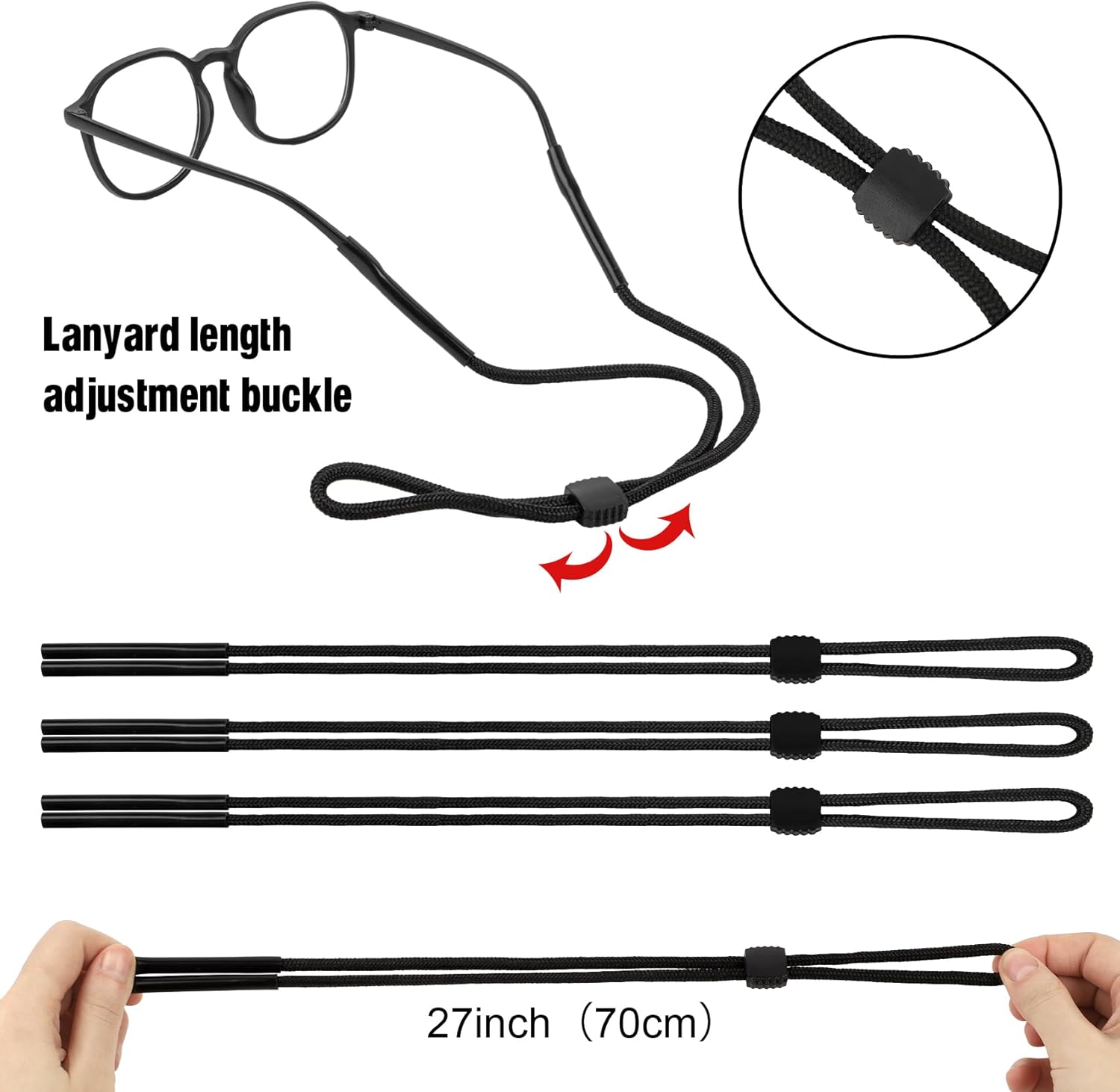 12 Pack Sunglasses Strap, Sports Eye Glasses String Strap, Adjtable Eyeglasses Strap Lanyard Cord Band Neck Holders Eyewear Retainer for Men Women Kids - Image 2