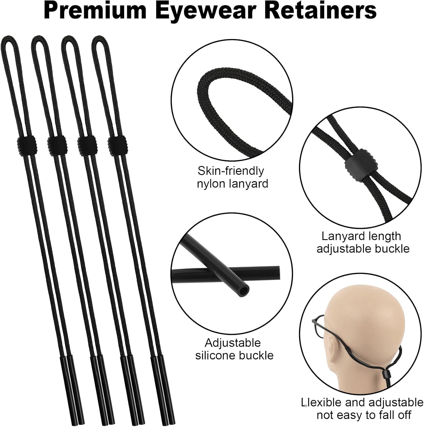 12 Pack Sunglasses Strap, Sports Eye Glasses String Strap, Adjtable Eyeglasses Strap Lanyard Cord Band Neck Holders Eyewear Retainer for Men Women Kids - Image 3