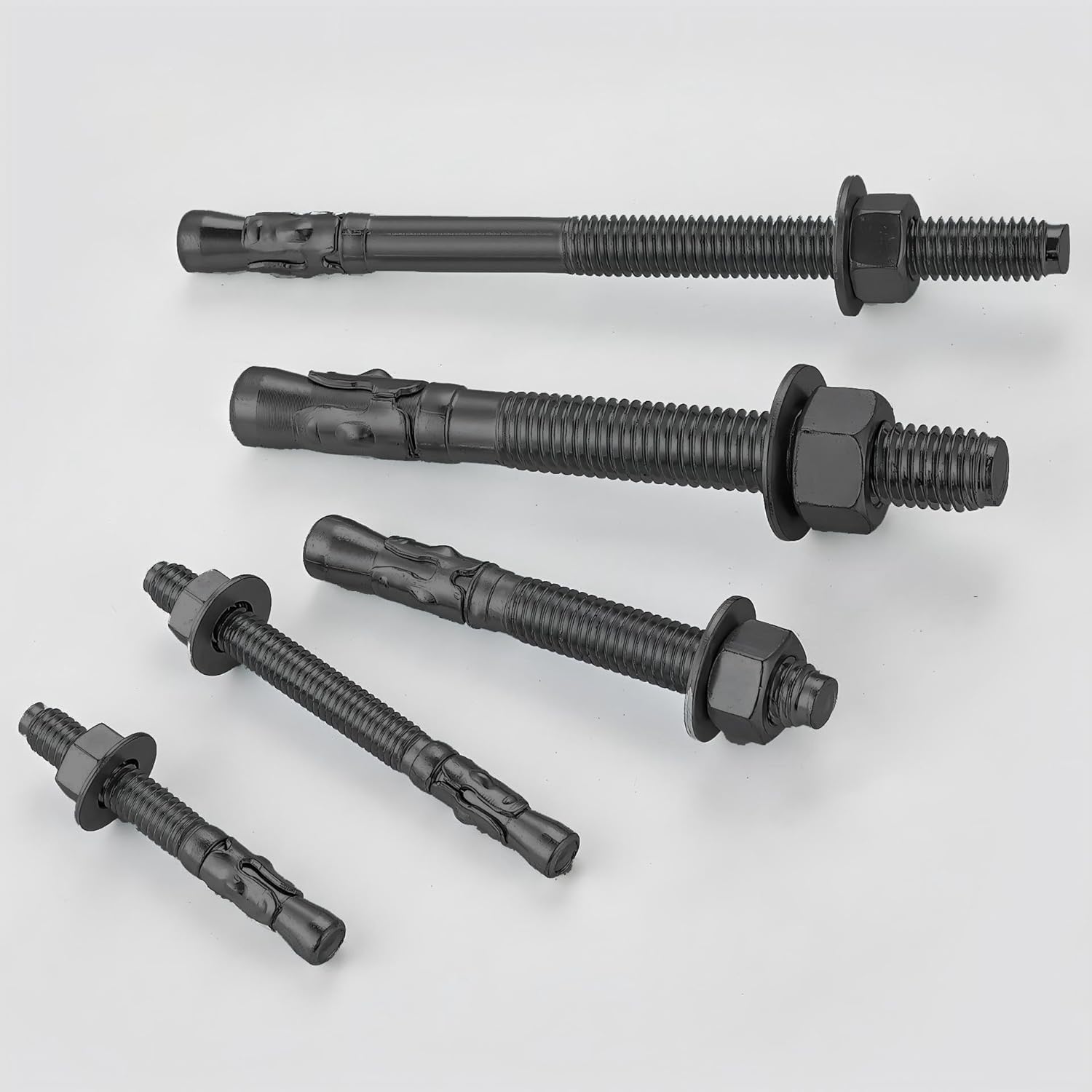 10Pcs 3/8x3 Inch Standard Fasteners for Heavy-Duty Black Wedge Anchors for Cement and Concrete - Image 2