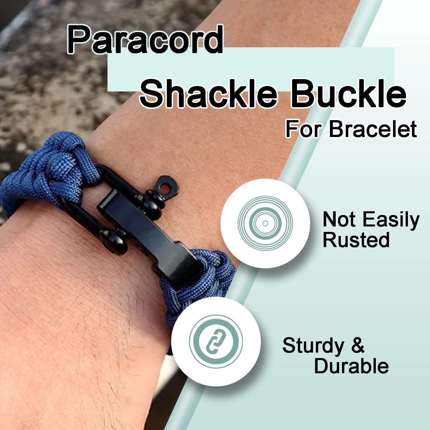 CooBigo Paracord Bracelet Shackle Buckle, Metal Survival Bracelet Bow Anchor + D Ring Shackle Clasp Adjustable Screw Pin M5 - Image 3