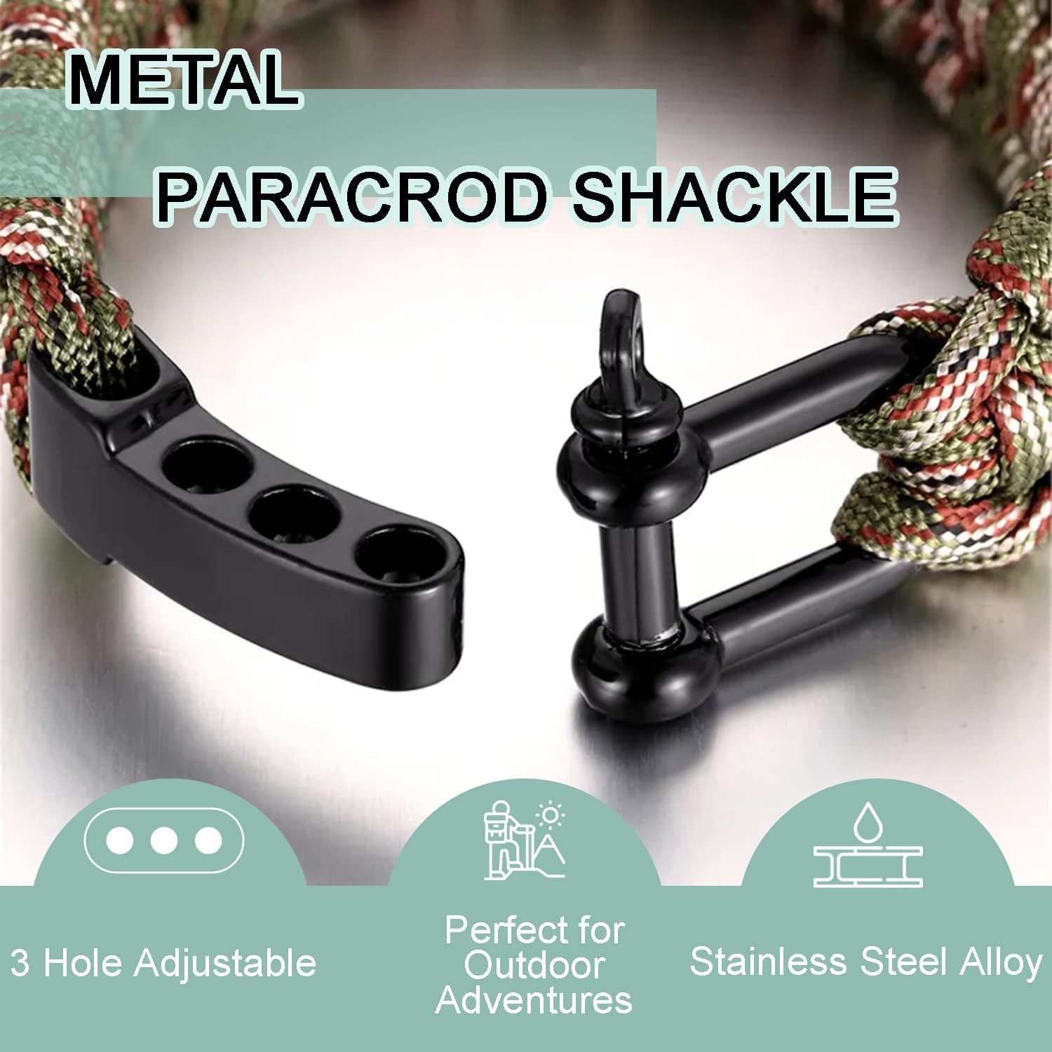 CooBigo Paracord Bracelet Shackle Buckle, Metal Survival Bracelet Bow Anchor + D Ring Shackle Clasp Adjustable Screw Pin M5 - Image 4
