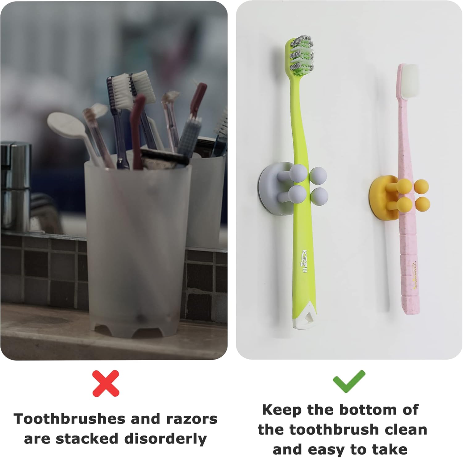4 pcs Silicone Toothbrh Holder Multi-Function Hook Waterproof self Adhesive Single Toothbrh Hook Plug Holder for Wall for Hanging Bathroom Kitchen Living Room Office - Image 4