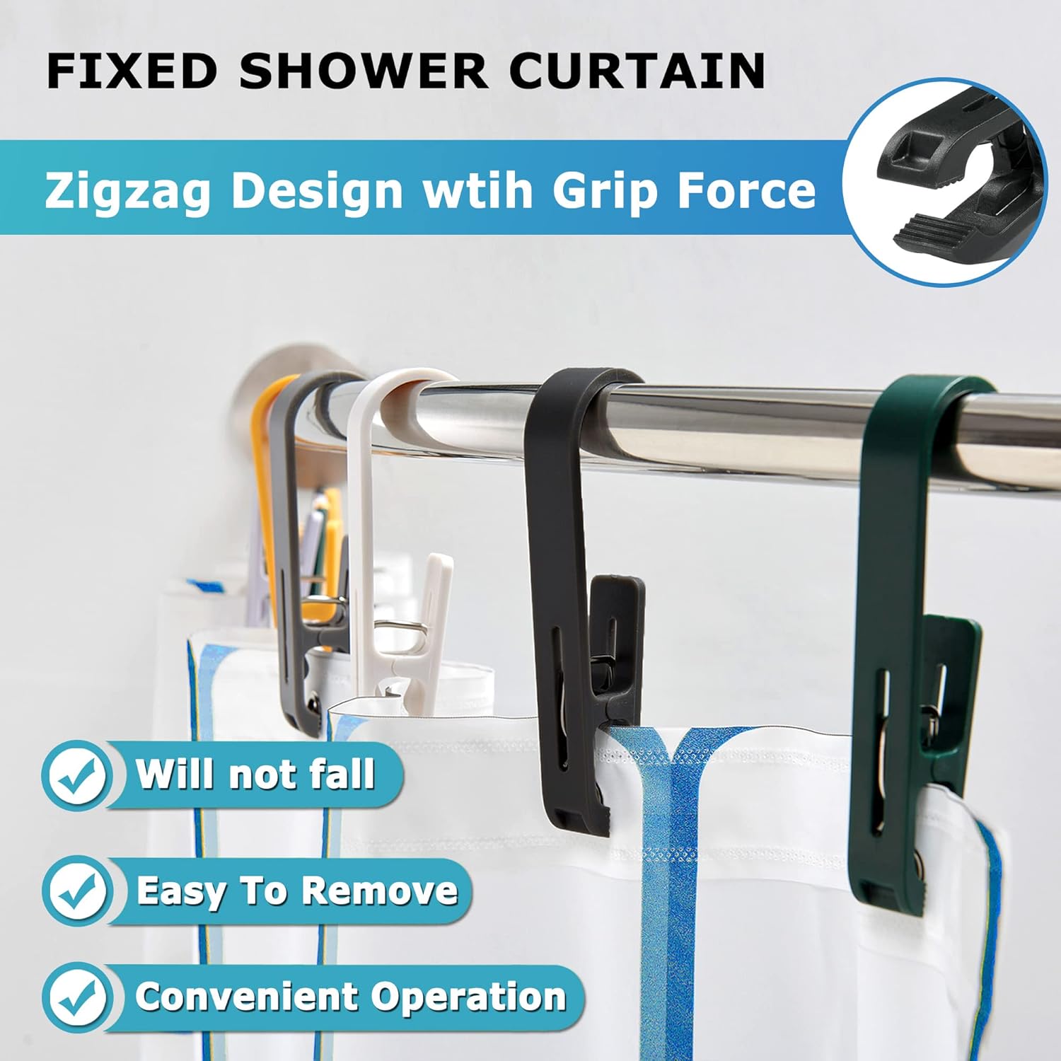 Laundry Hooks with Clips Hanger Closet Organizer Clamps Socks Boot Bras Towels for Bathroom Wardrobe Kitchen Office 4Pcs (White) - Image 5