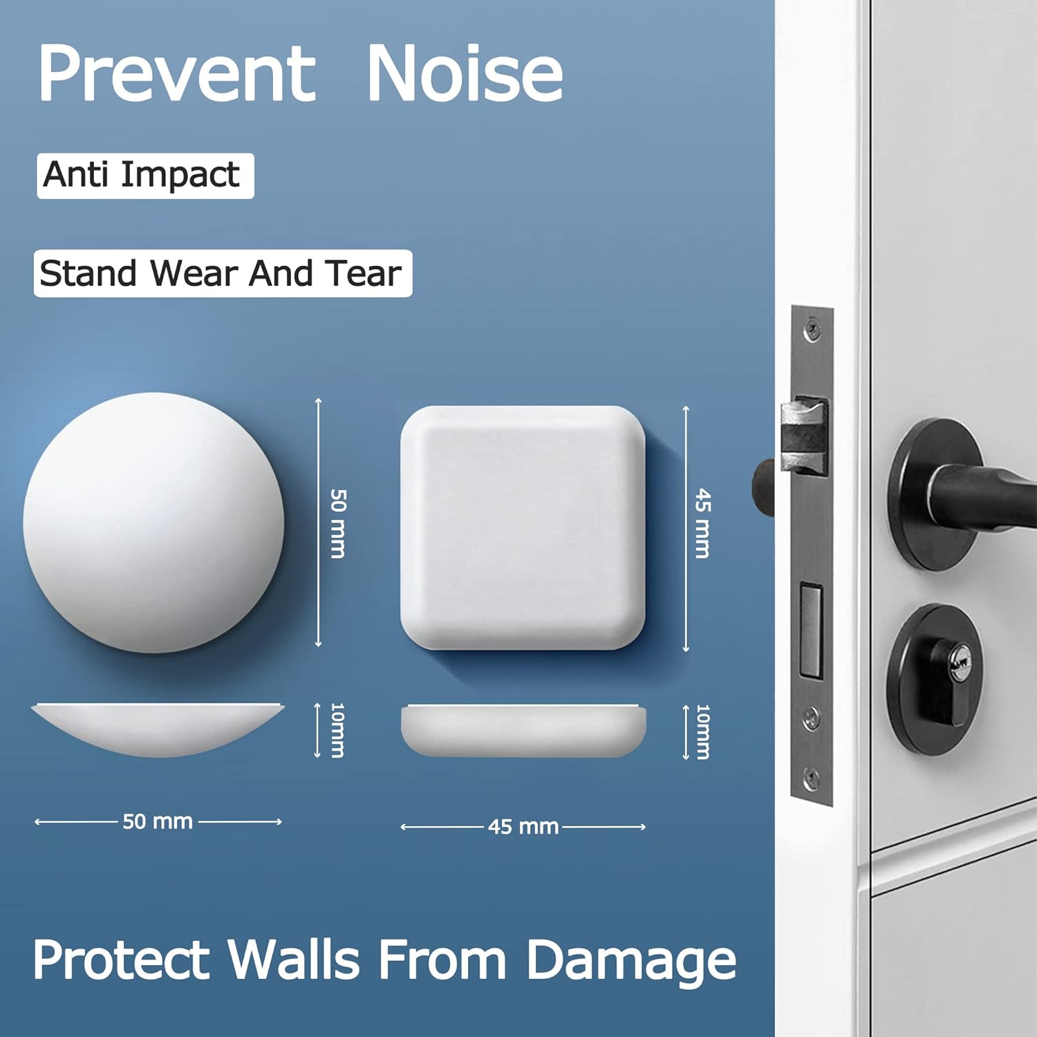 Door Stoppers Wall Protector Buffer Guard Doorknob Door Handle Bumper Self Adhesive Silencer Soft Rubber Crash Pad for Home Office - Image 2