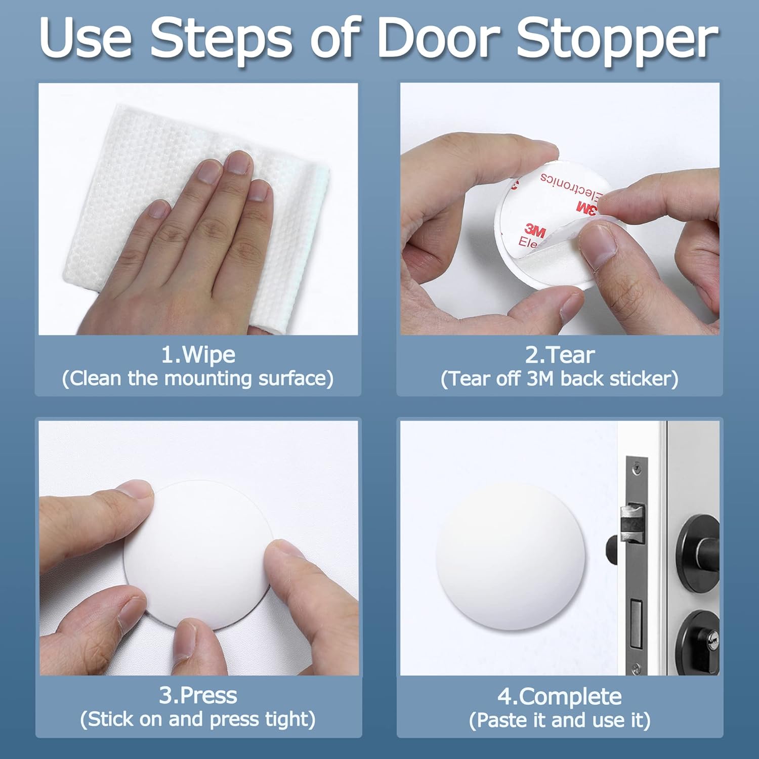 Door Stoppers Wall Protector Buffer Guard Doorknob Door Handle Bumper Self Adhesive Silencer Soft Rubber Crash Pad for Home Office - Image 3