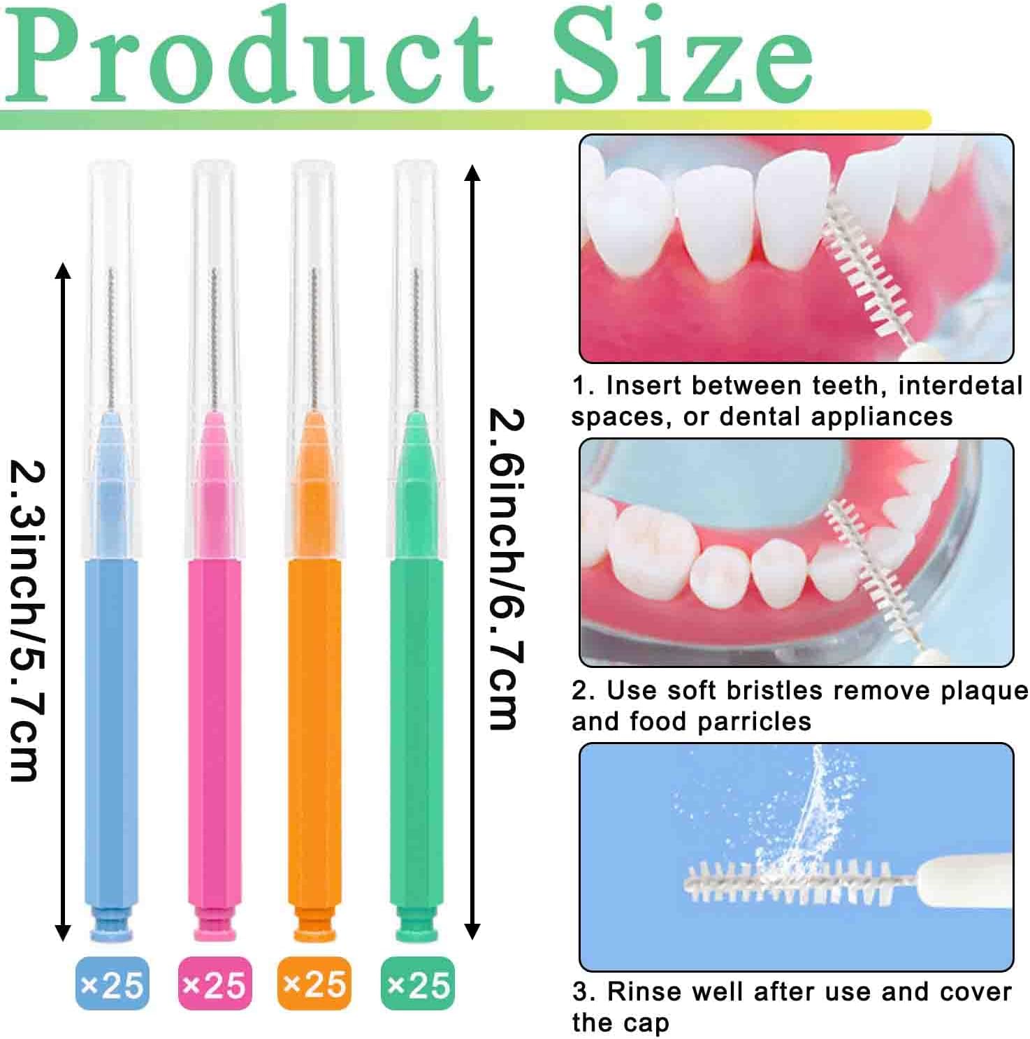 100pcs Interdental Brhes Dental Cleaning Tools Tooth Floss Picks Oral Hygiene Toothpicks - Image 2