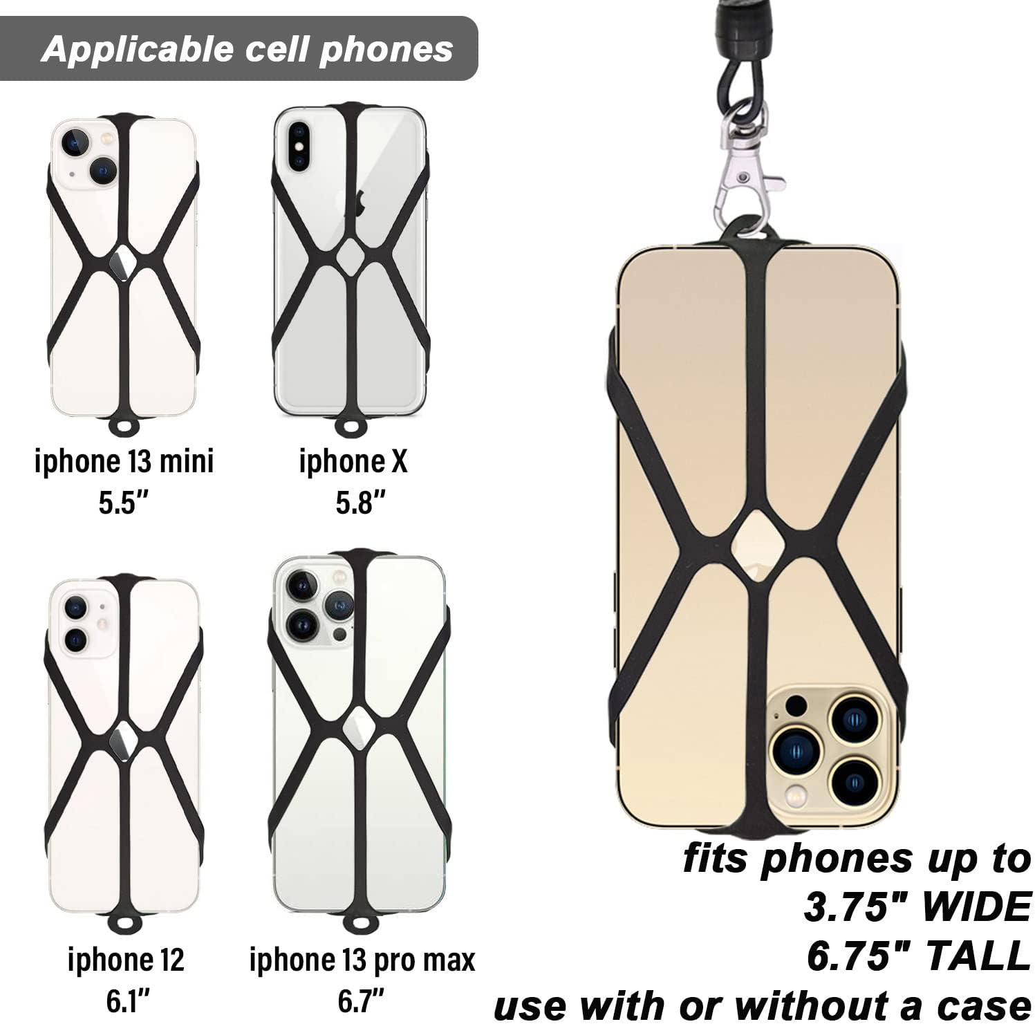 2 Pcs Phone Lanyard Strap with Carabiner – Drop-Prevention Accessory for Outdoor Activities like Ski, Hike, Bike, Fish & Climb – Compatible with Most Smartphones - Image 2