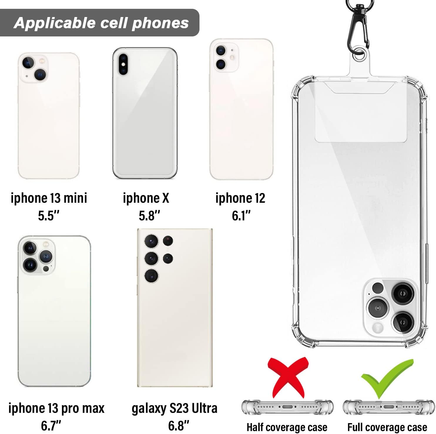 2 Pcs Phone Lanyard Strap with Carabiner – Drop-Prevention Accessory for Outdoor Activities like Ski, Hike, Bike, Fish & Climb – Compatible with Most Smartphones - Image 3