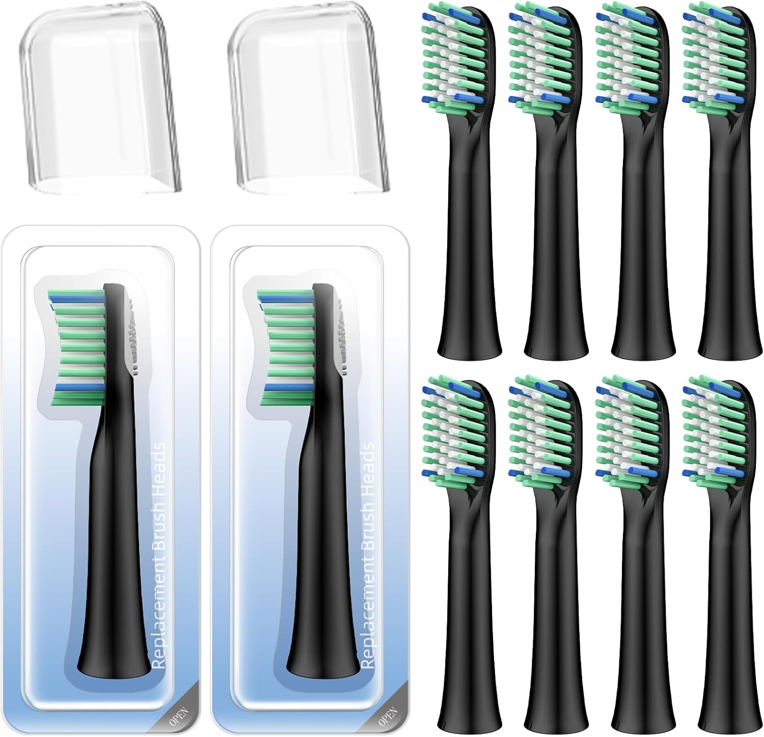 10 Pack Toothbrh Replacement Heads Compatible with Rtauys M5 Sonic Electric Toothbrh(Black, 10 Count(Pack of 1)) - Image 1