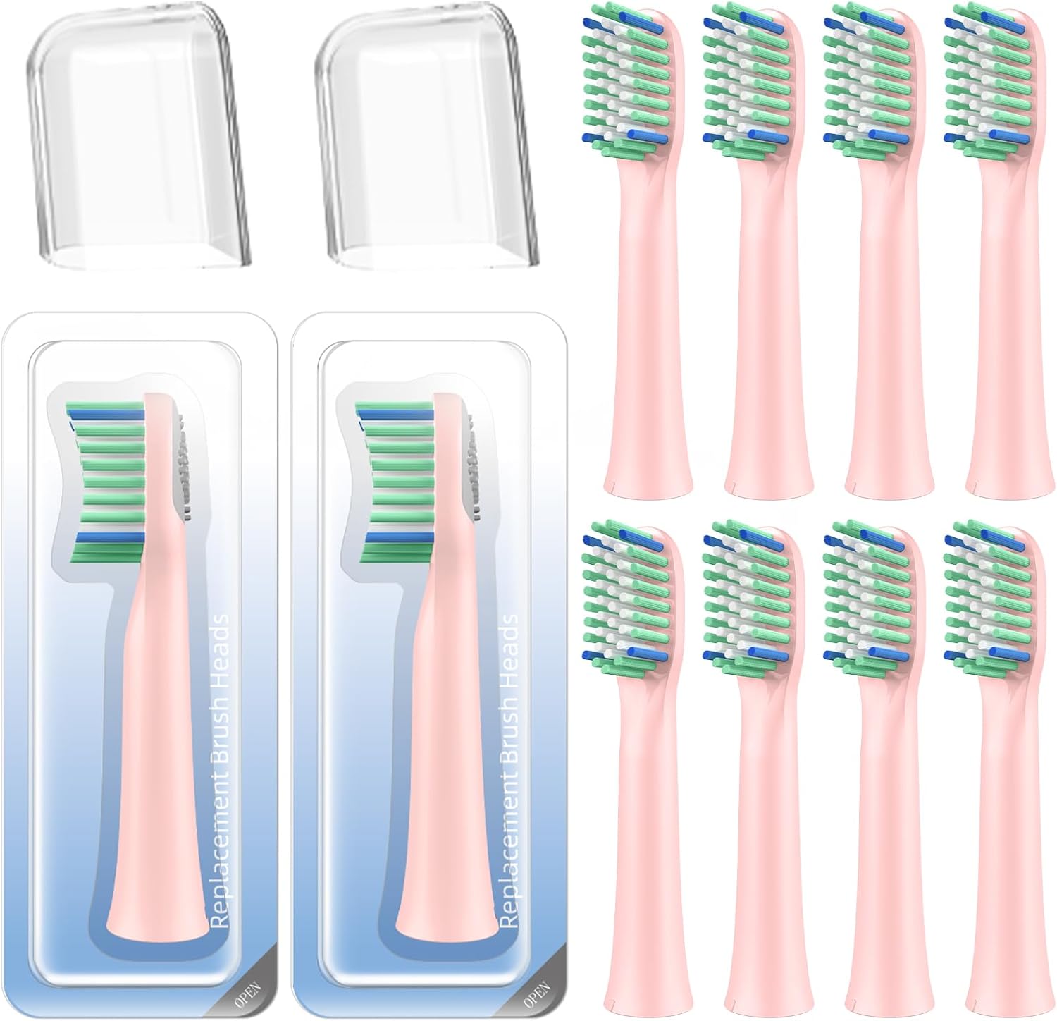 10 Pack Toothbrh Replacement Heads Compatible with Rtauys M5 Sonic Electric Toothbrh (Pink, 10 Count(Pack of 1)) - Image 1