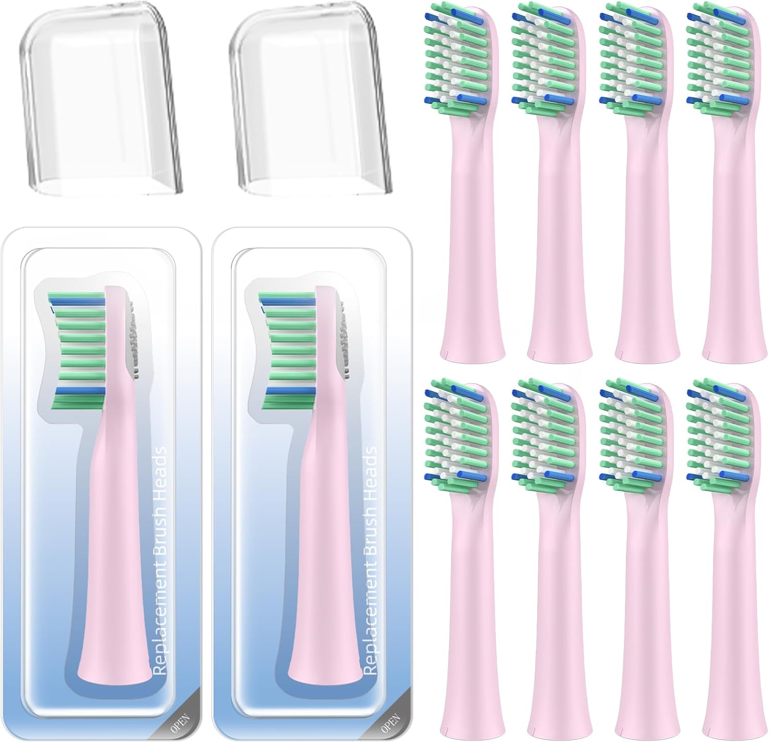 10 Pack Toothbrh Replacement Heads Compatible with Rtauys M5 Sonic Electric Toothbrh (Sakura Pink, 10 Count(Pack of 1)) - Image 1
