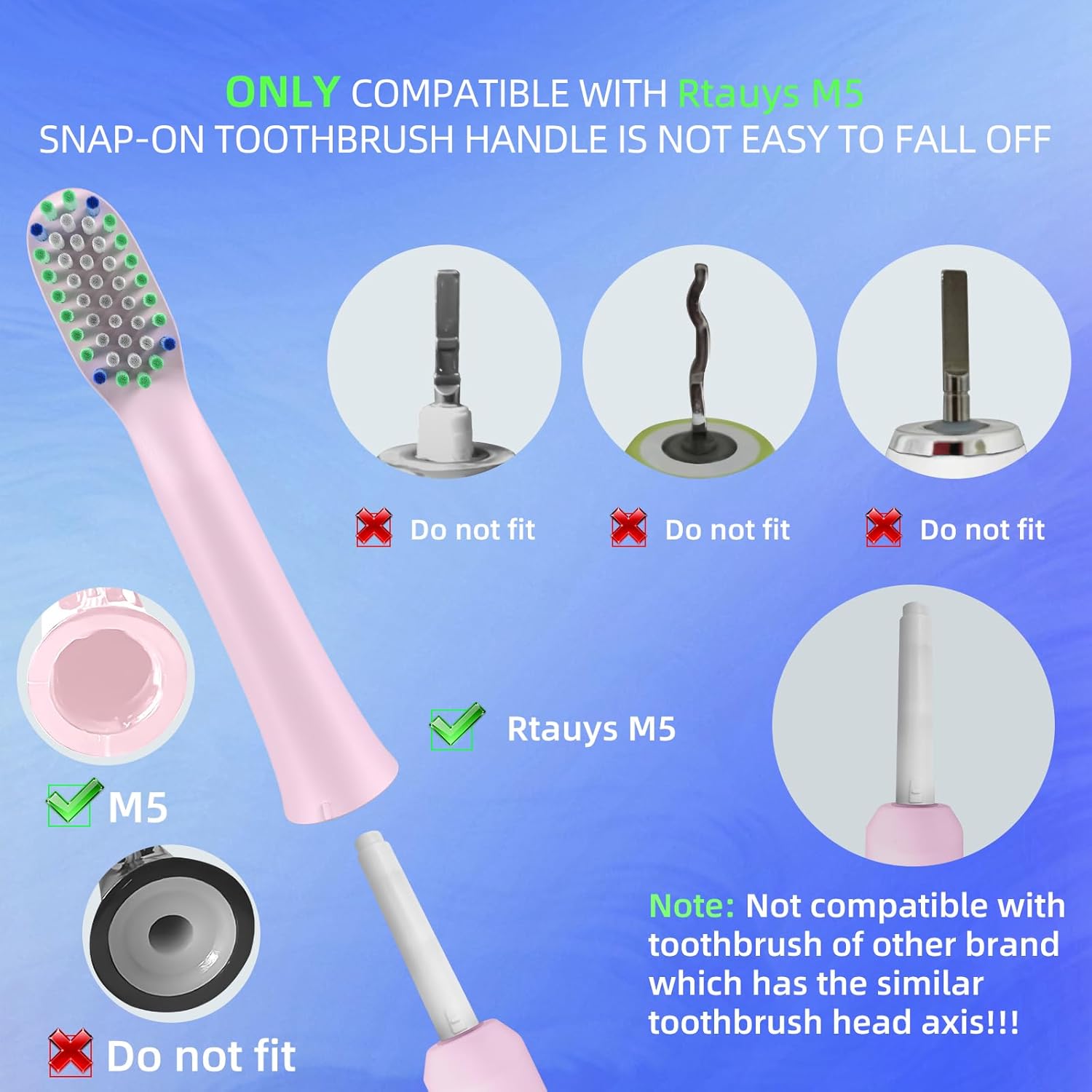 10 Pack Toothbrh Replacement Heads Compatible with Rtauys M5 Sonic Electric Toothbrh (Sakura Pink, 10 Count(Pack of 1)) - Image 3