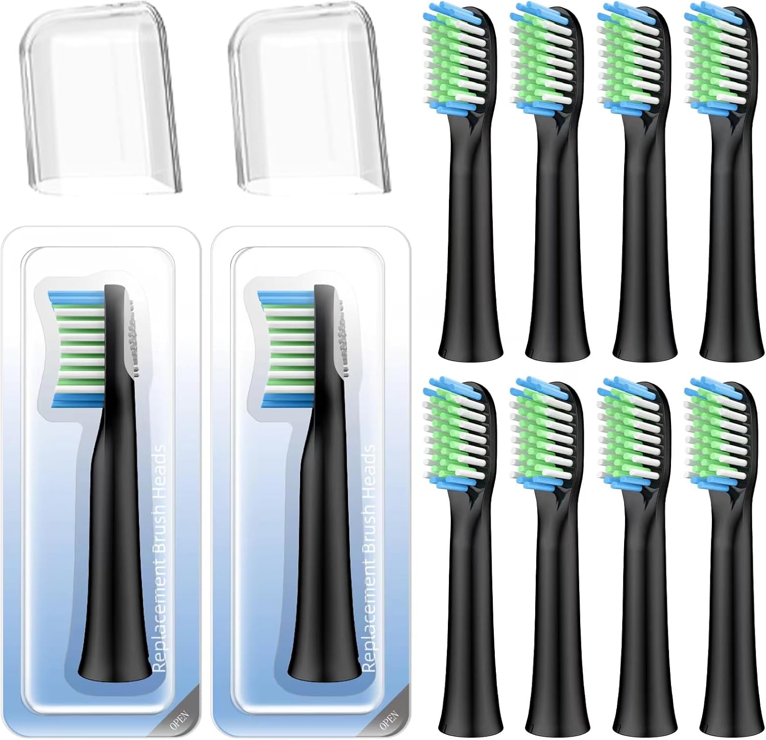 10 Pack Toothbrh Replacement Heads Compatible with Bitvae D2 Sonic Electric Toothbrh, 10 Count (Black, 10 Count(Pack of 1)) - Image 1