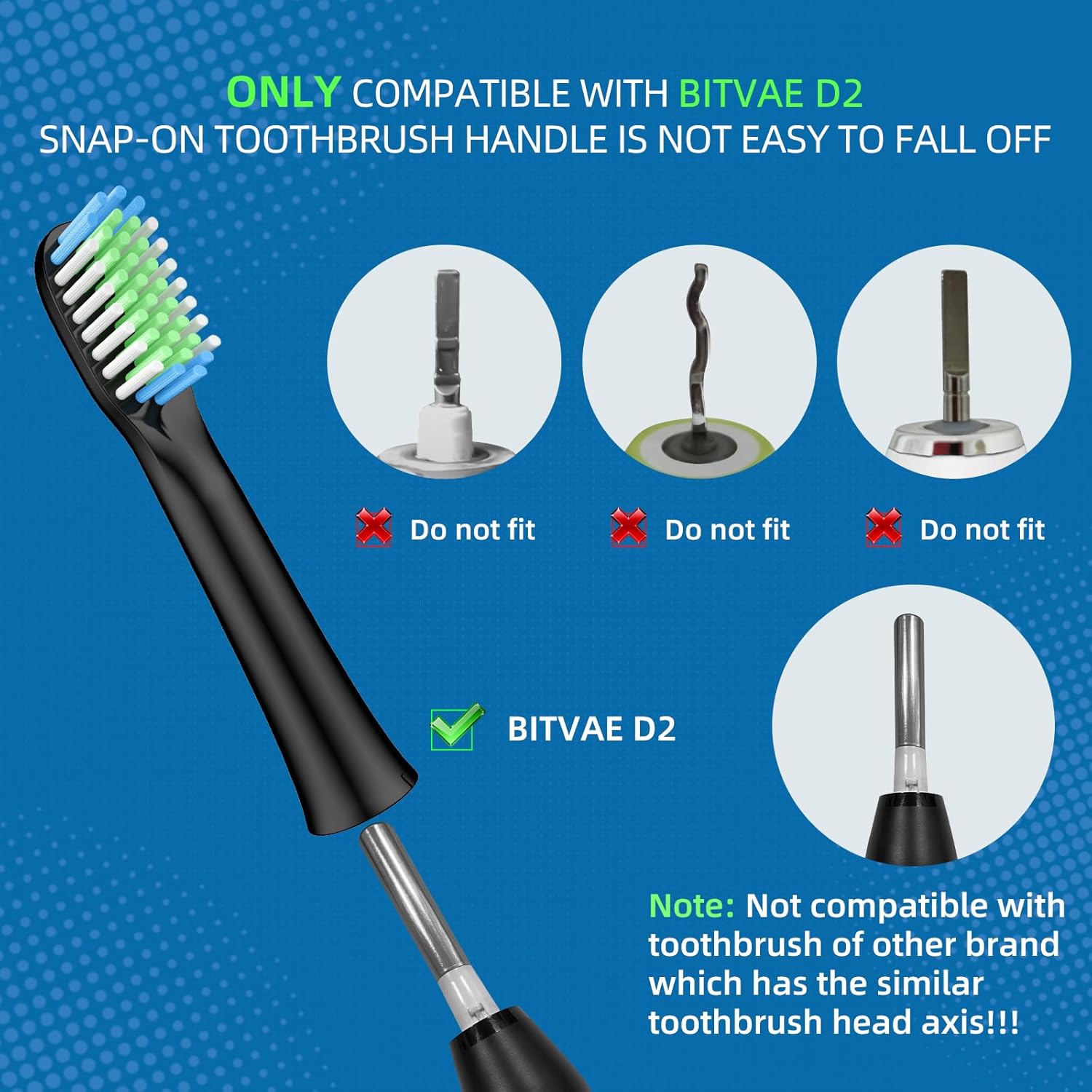 10 Pack Toothbrh Replacement Heads Compatible with Bitvae D2 Sonic Electric Toothbrh, 10 Count (Black, 10 Count(Pack of 1)) - Image 3