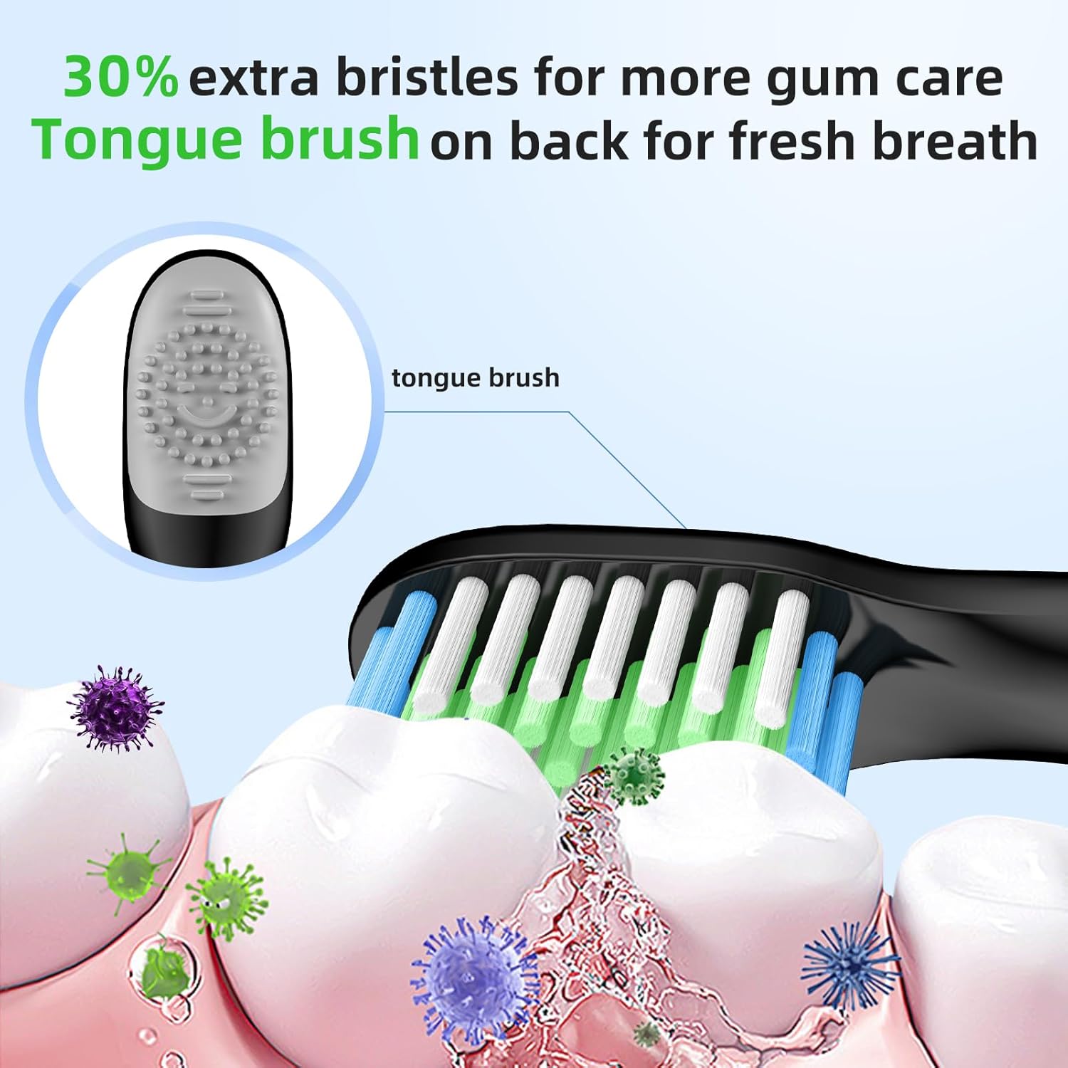 10 Pack Toothbrh Replacement Heads Compatible with Bitvae D2 Sonic Electric Toothbrh, 10 Count (Black, 10 Count(Pack of 1)) - Image 6