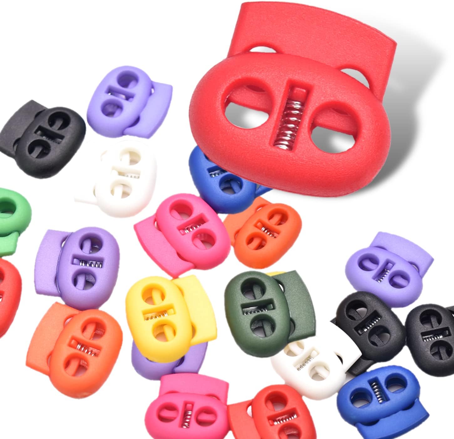 CooBigo Plastic Cord Locks for Drawstrings Double Hole Spring Stopper Fastener Slider Toggles End - Image 4