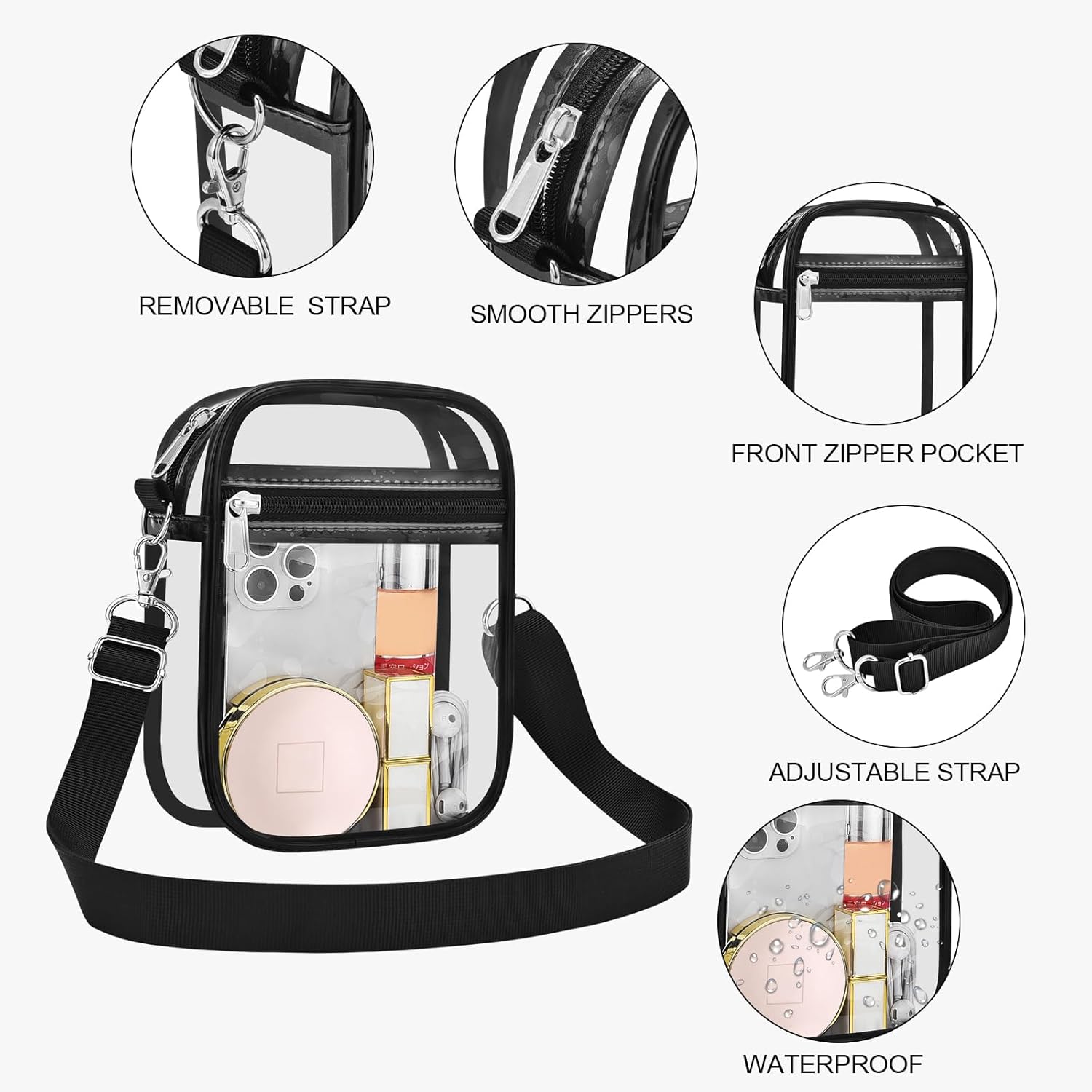 Clear Purse Stadium Transparent Messenger Bag Stadium Approved for Men and Women Clear CrossBody Bag - Image 5