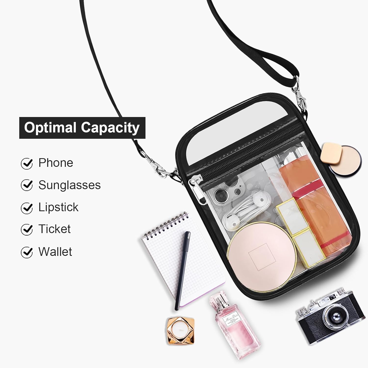 Clear Purse Stadium Transparent Messenger Bag Stadium Approved for Men and Women Clear CrossBody Bag - Image 6