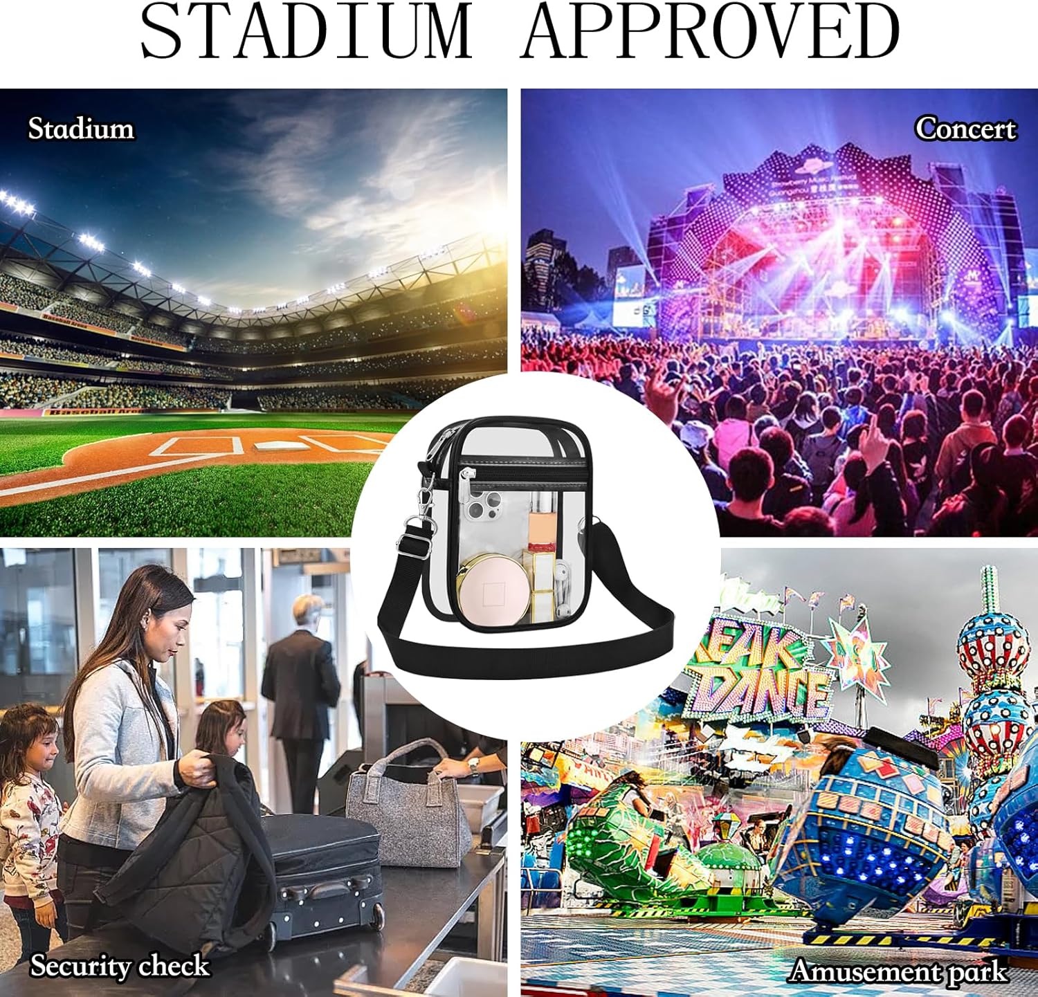 Clear Purse Stadium Transparent Messenger Bag Stadium Approved for Men and Women Clear CrossBody Bag - Image 7