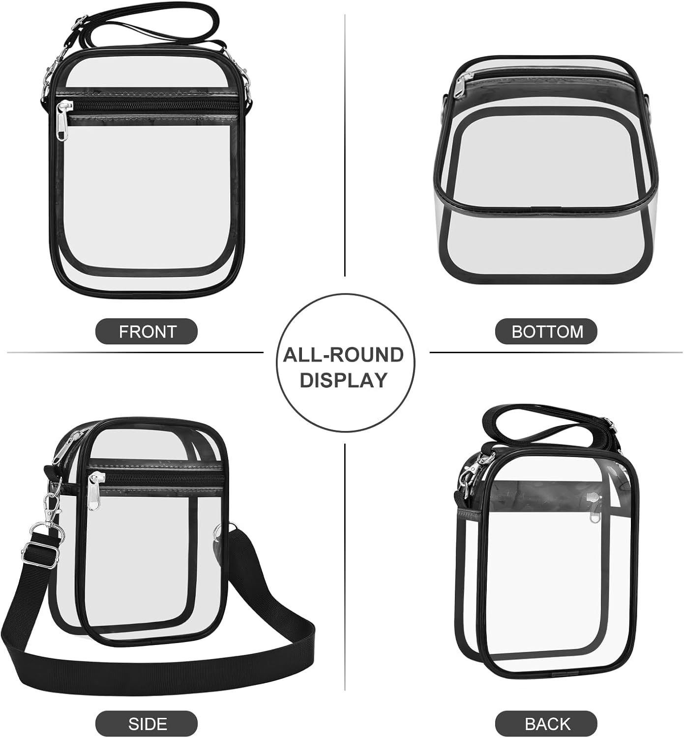 Clear Purse Stadium Transparent Messenger Bag Stadium Approved for Men and Women Clear CrossBody Bag - Image 8