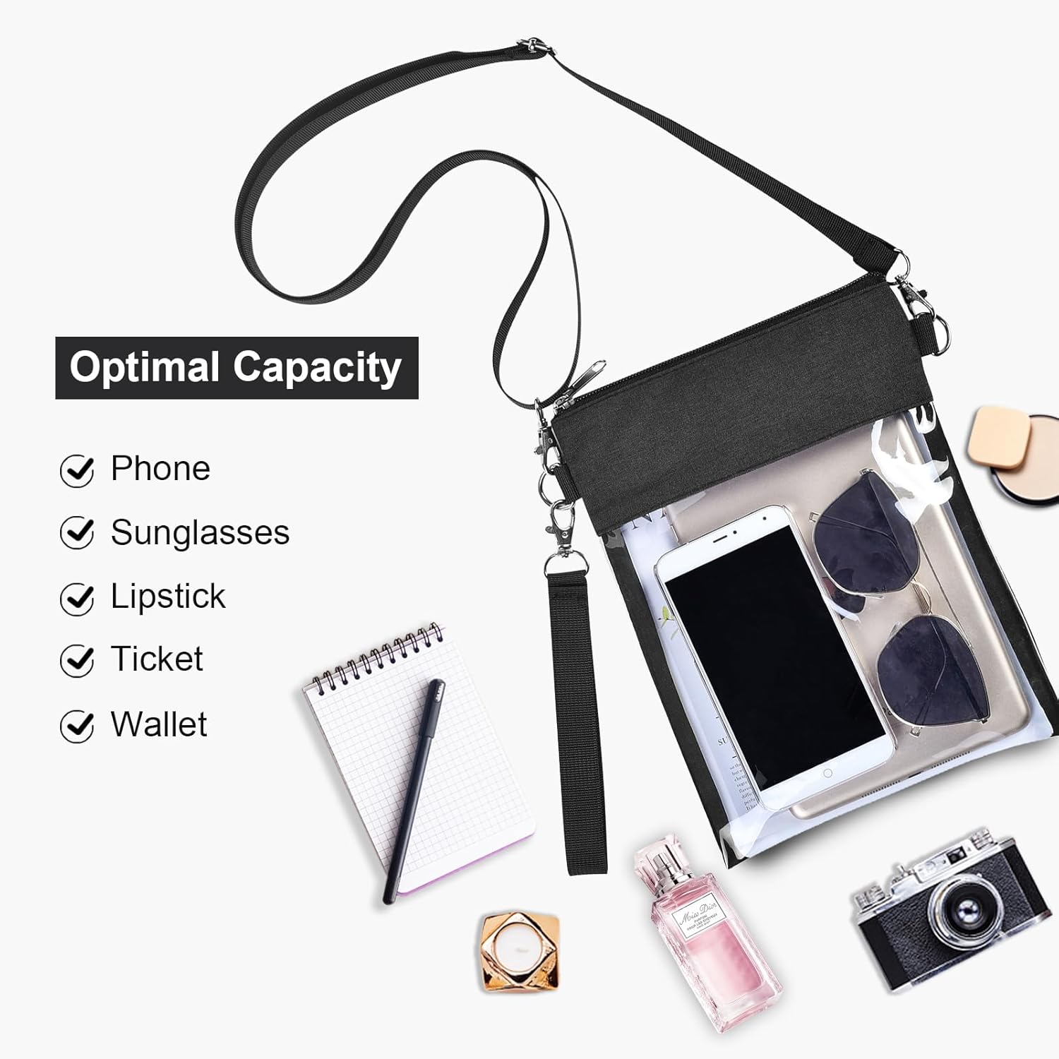 Clear Stadium Approved Crossbody Bag Transparent Tote Purse for Work Concert Sports - Image 5
