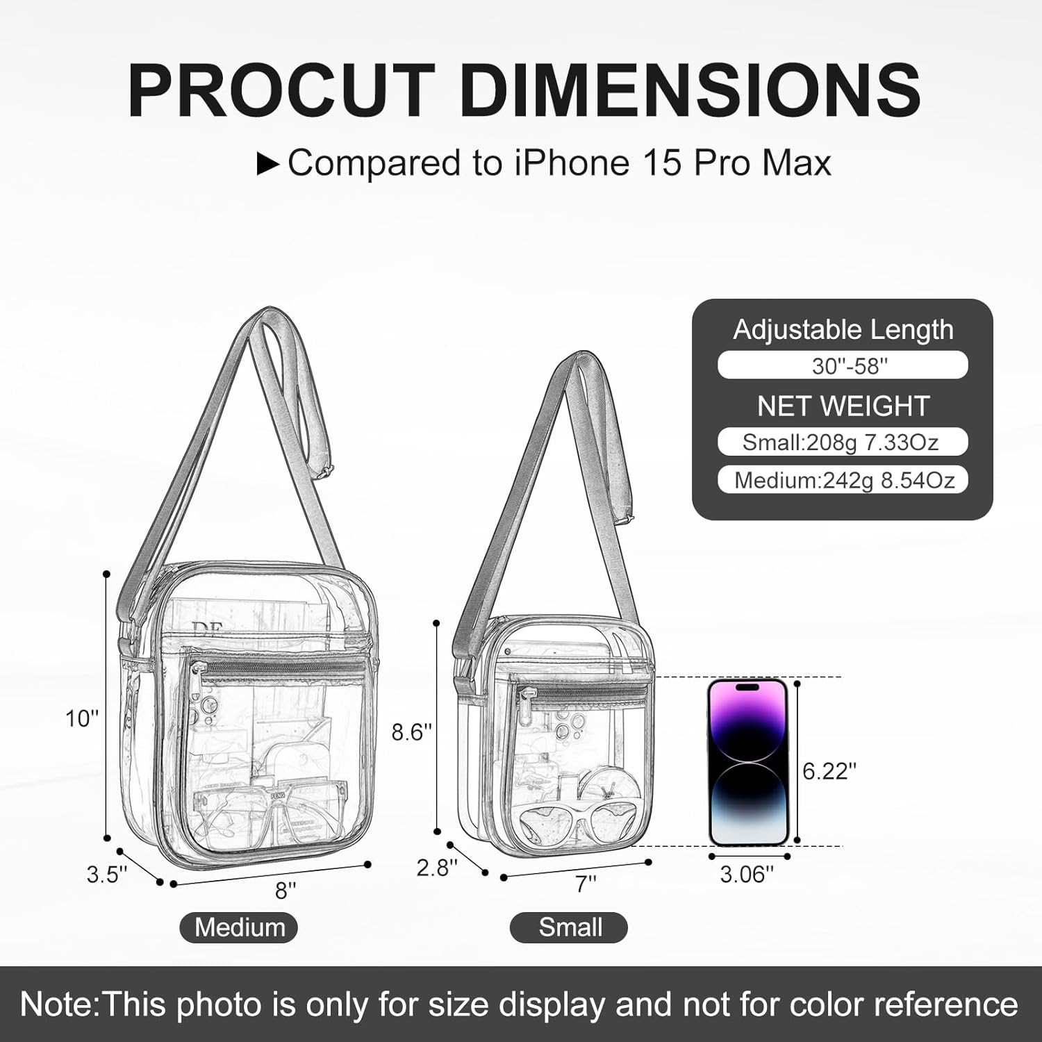 Clear Bag for Stadium Events Clear Messenger Bag for Men and Women - Image 2