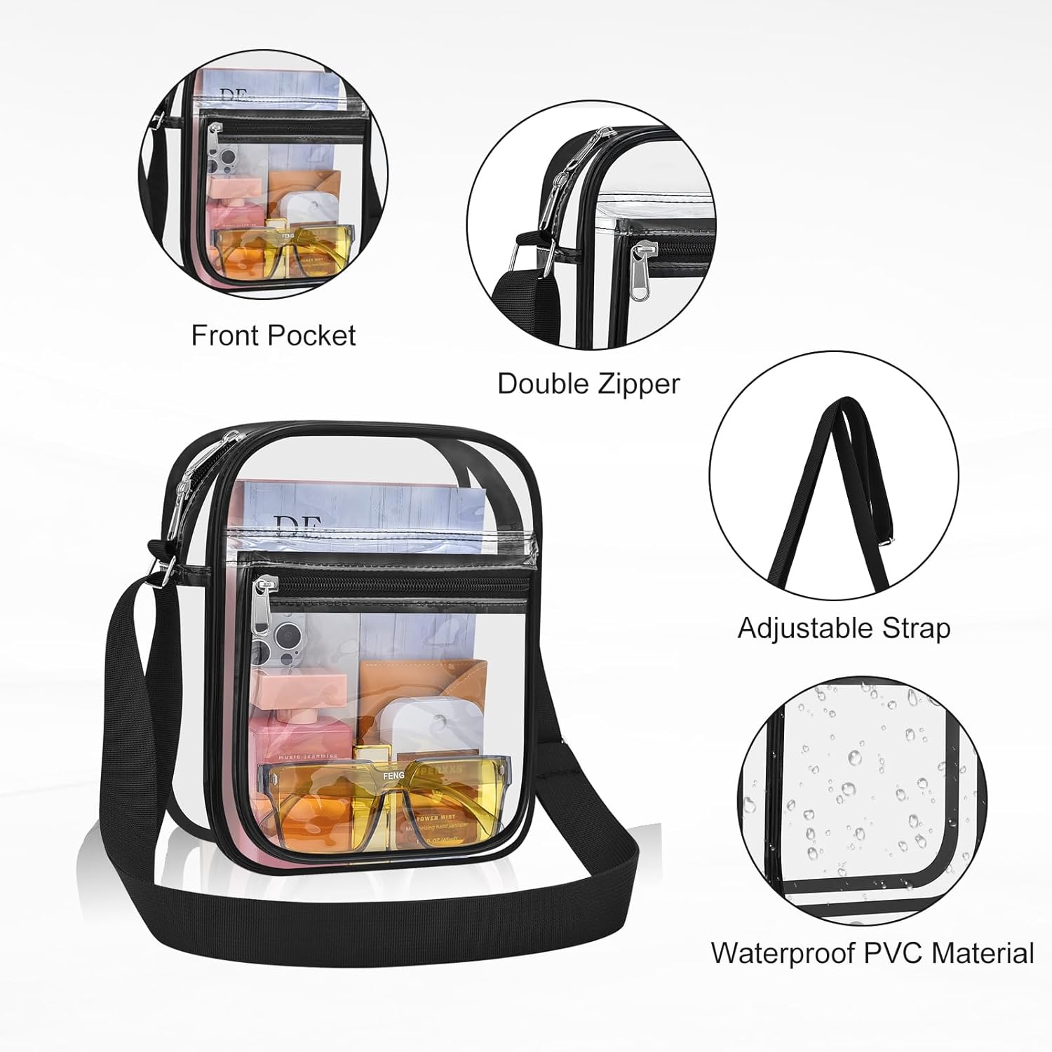 Clear Bag for Stadium Events Clear Messenger Bag for Men and Women - Image 3