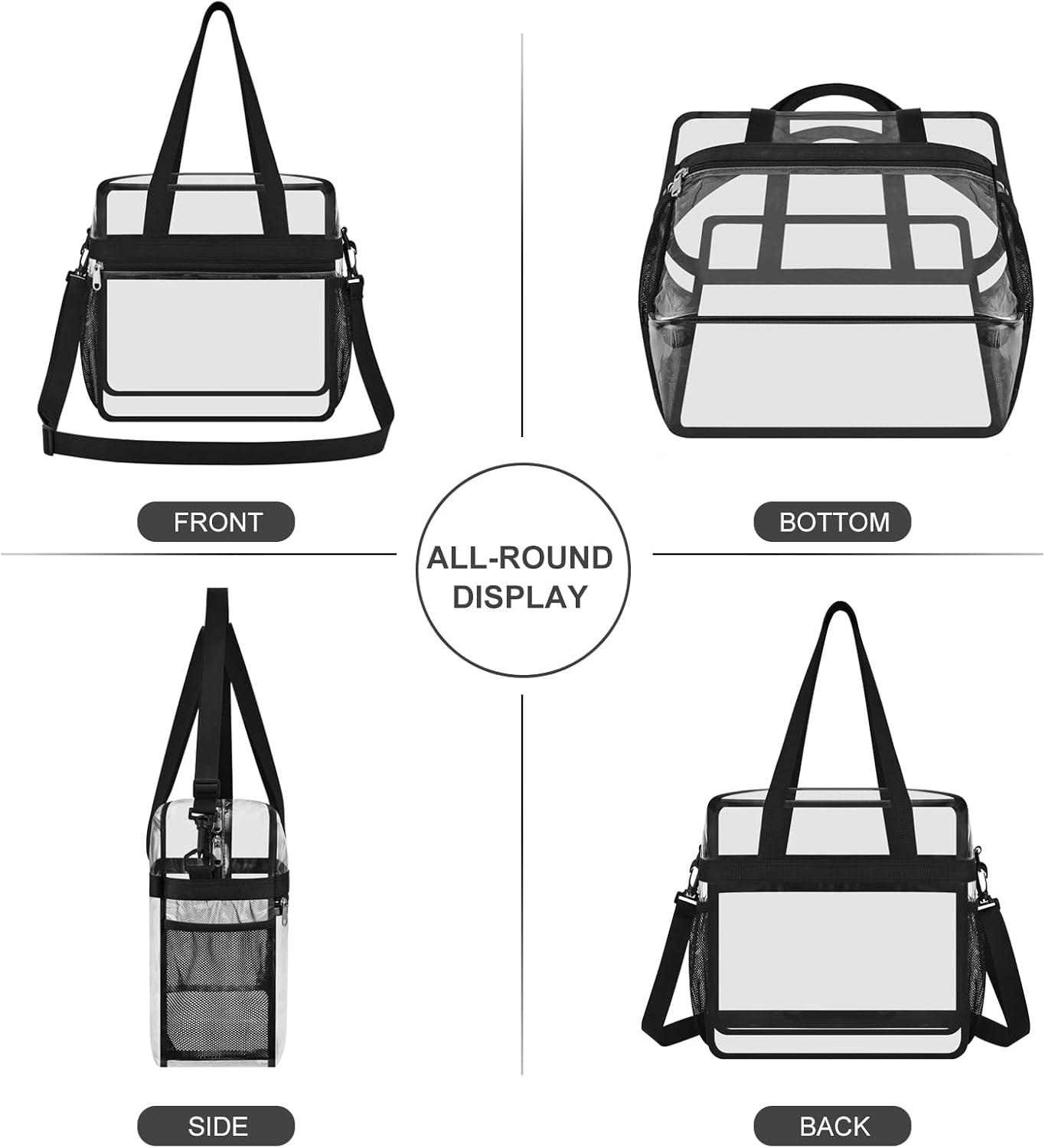Clear Bag for Stadium Events,Transparent Bag for Work Sports Games Concerts Travel Gym - Image 5