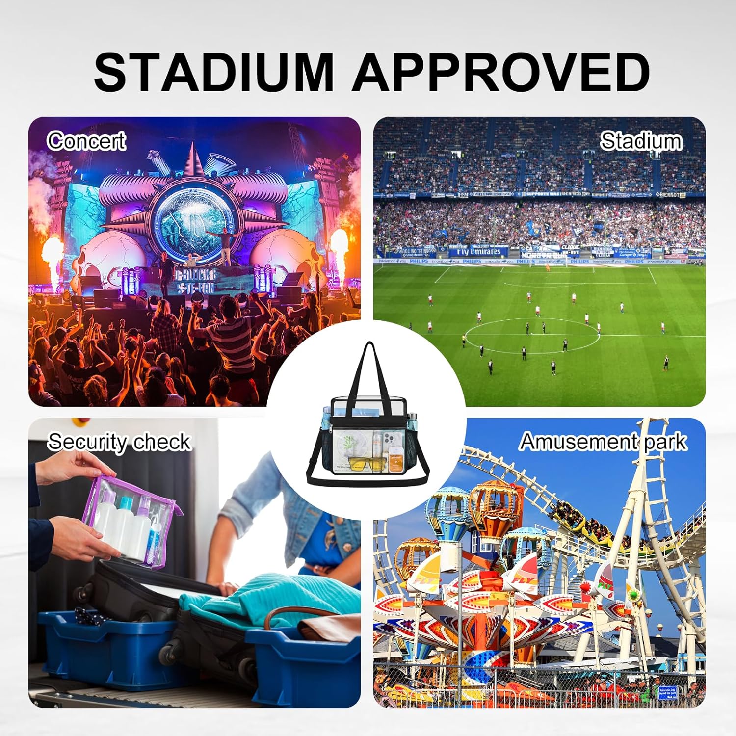 Clear Bag for Stadium Events,Transparent Bag for Work Sports Games Concerts Travel Gym - Image 6