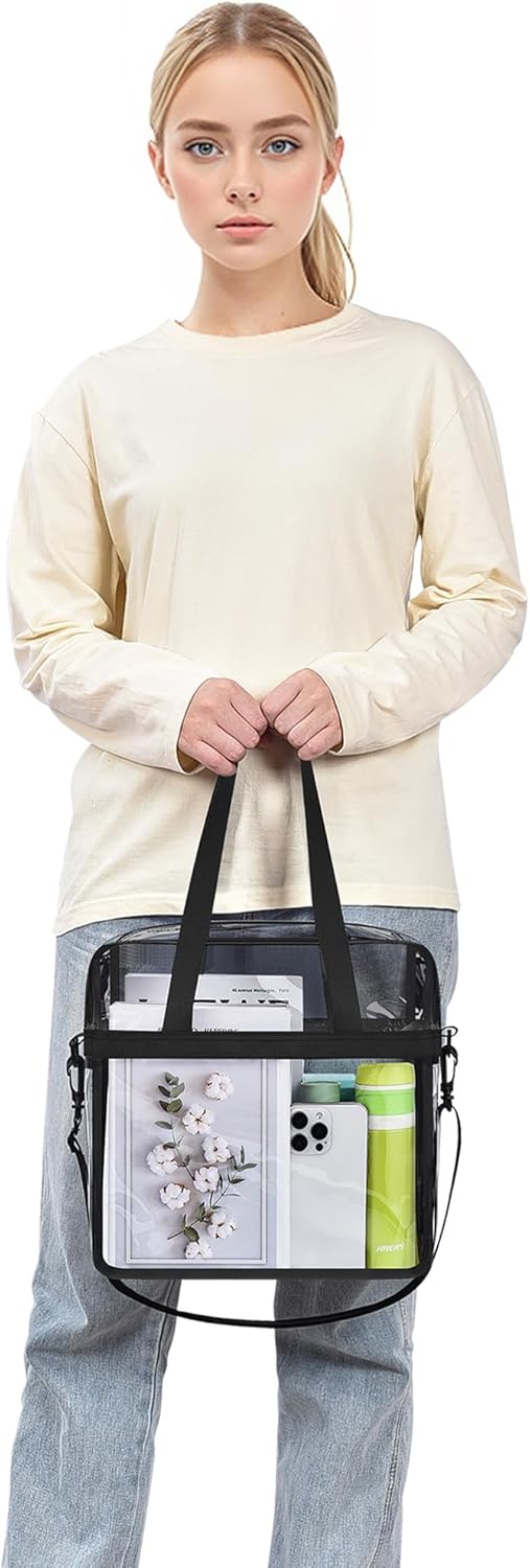 Clear Tote Bag for Stadium Events, 12x6x12 Transparent Stadium Bag for Work, Sports Games,Gym，Concerts - Image 2