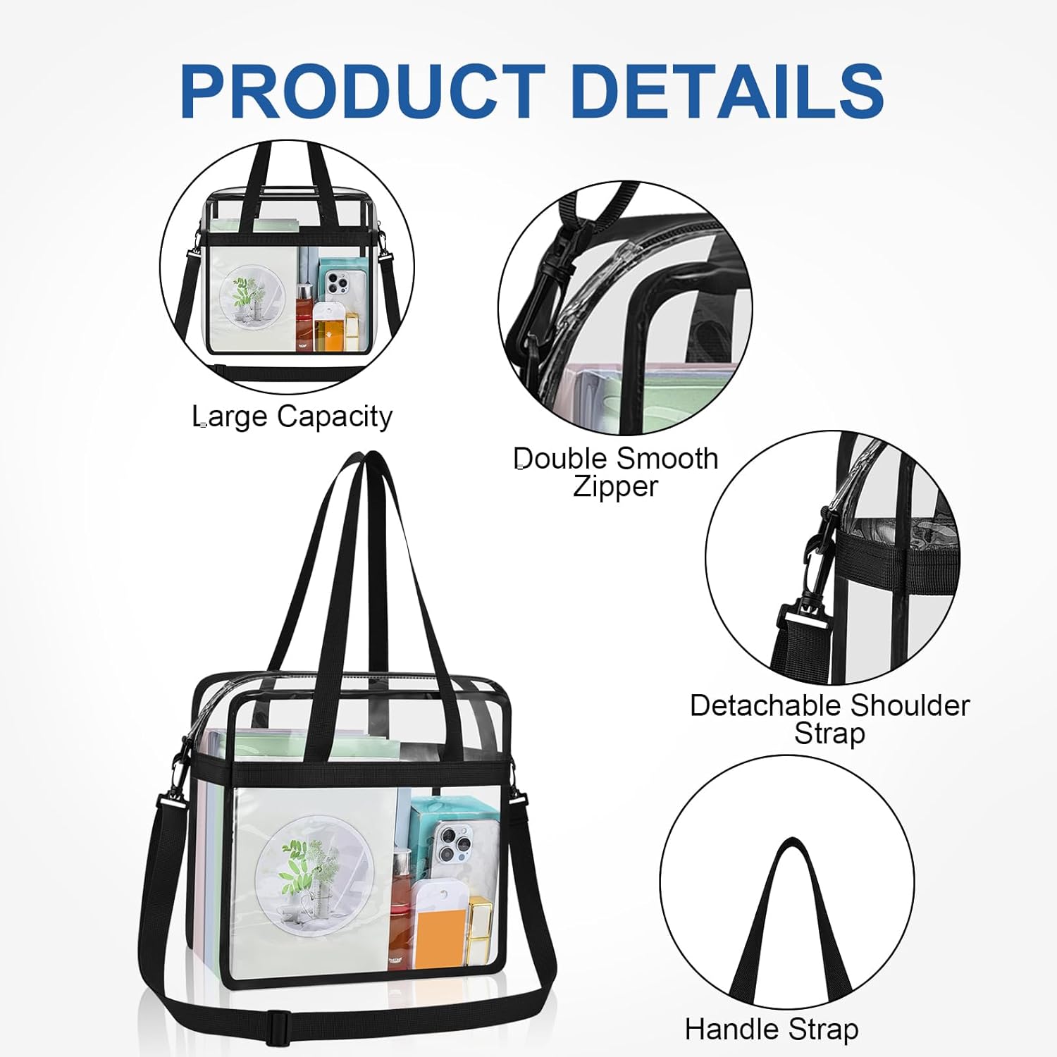 Clear Tote Bag for Stadium Events, 12x6x12 Transparent Stadium Bag for Work, Sports Games,Gym，Concerts - Image 4